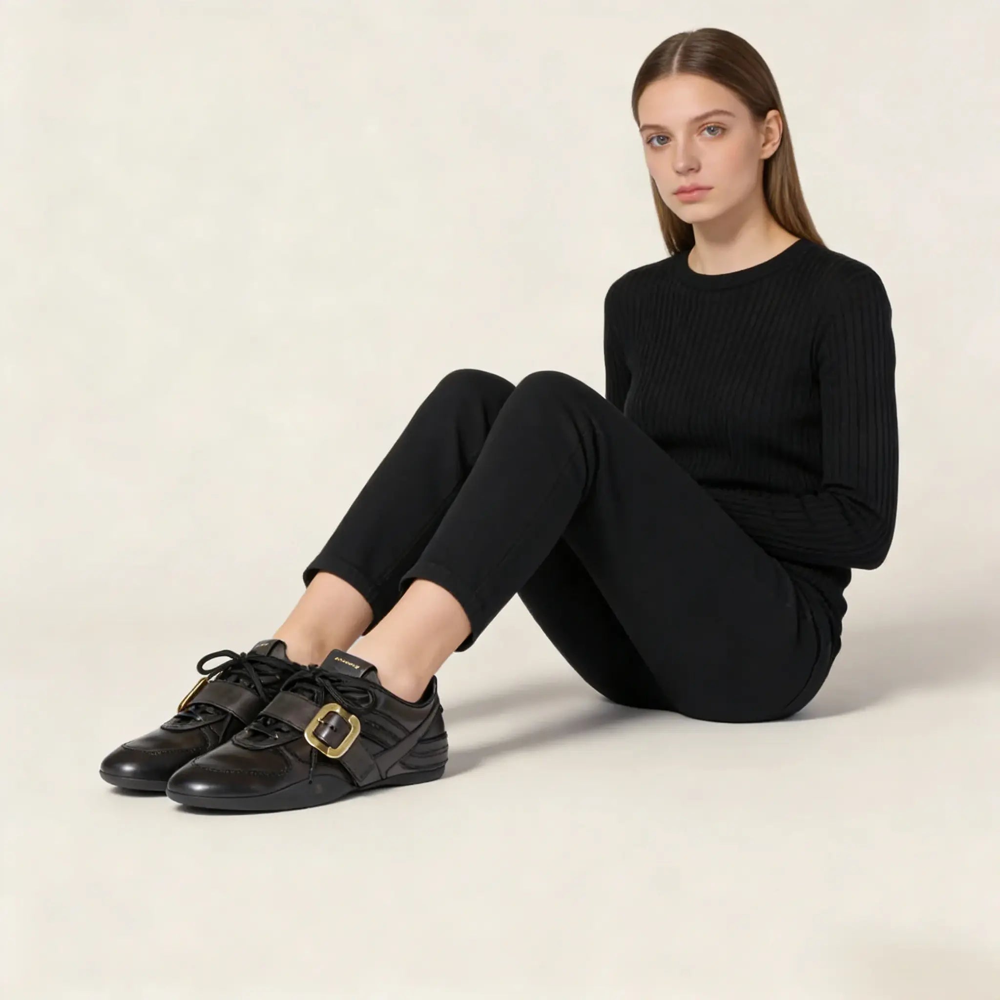 Leather sneakers with buckle Gilded Cadence