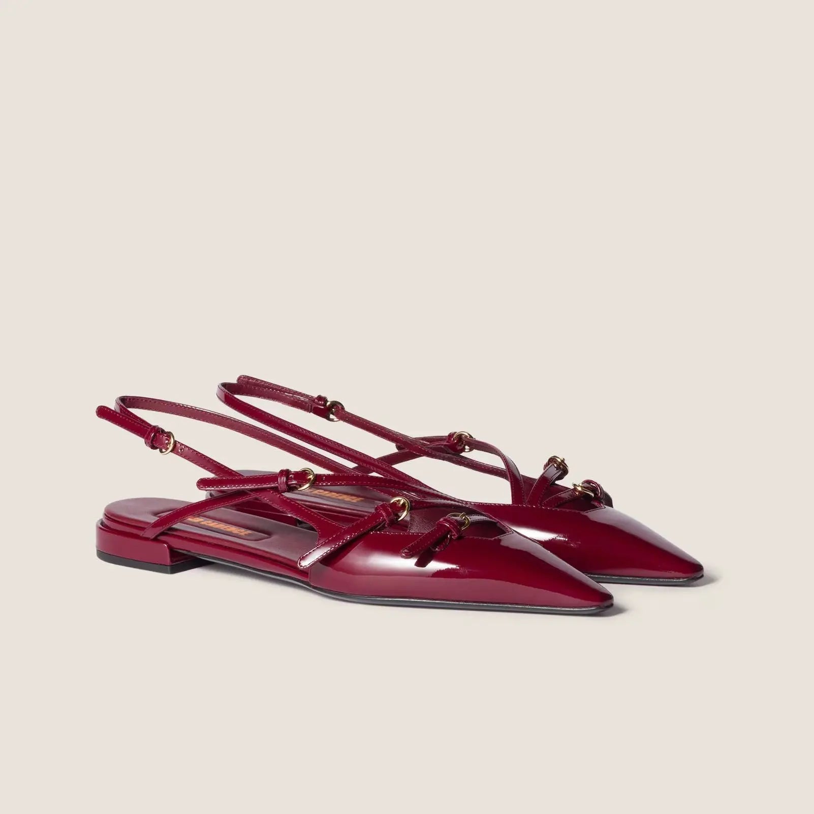 Patent leather slingback ballerinas with buckles Gilded Cadence