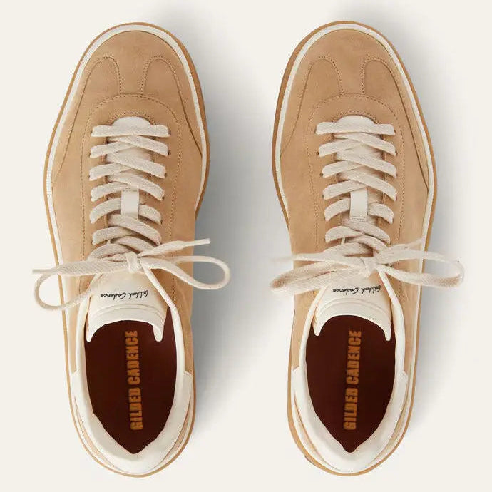 Suede Tennis Walk Sneakers - Windy Dunes Gilded Cadence