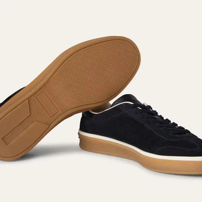 Black Suede Tennis Walk Sneakers Gilded Cadence