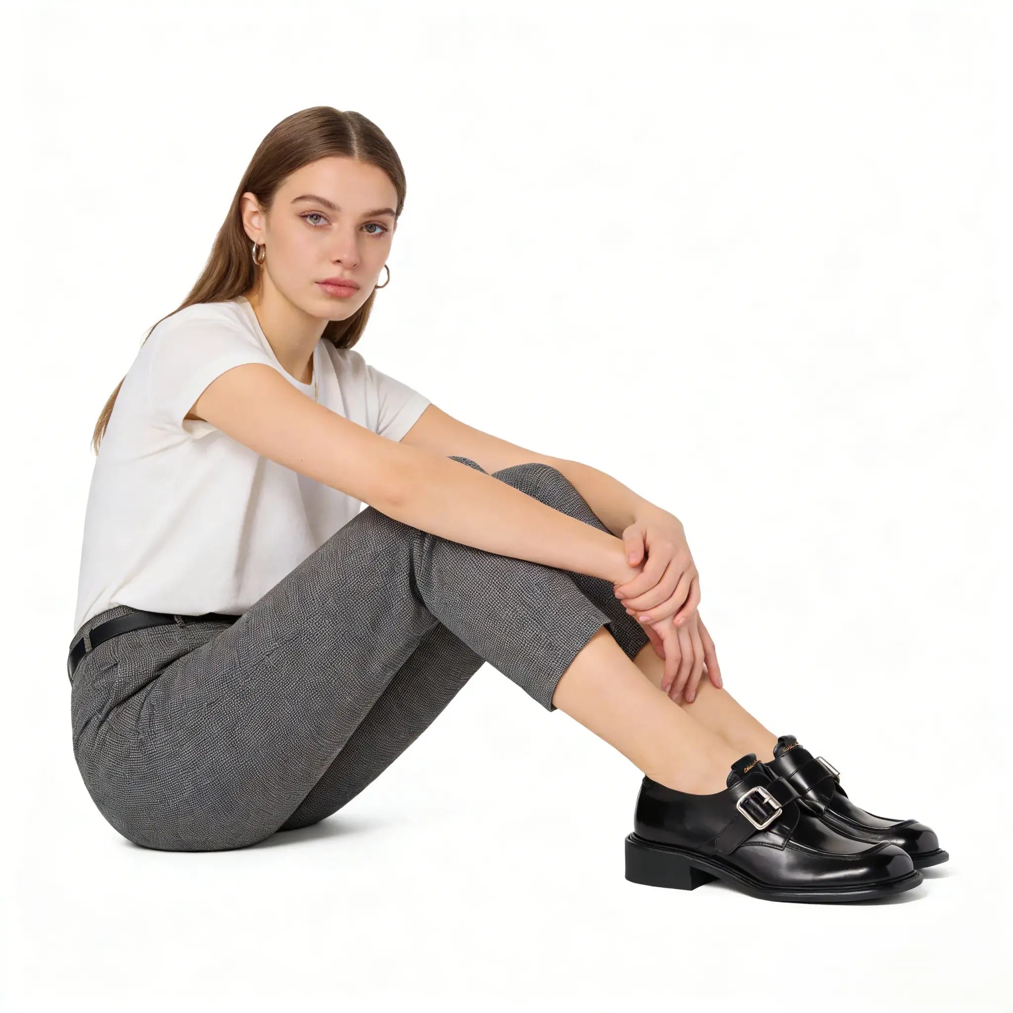 Black Polished Monk Strap Loafers Gilded Cadence