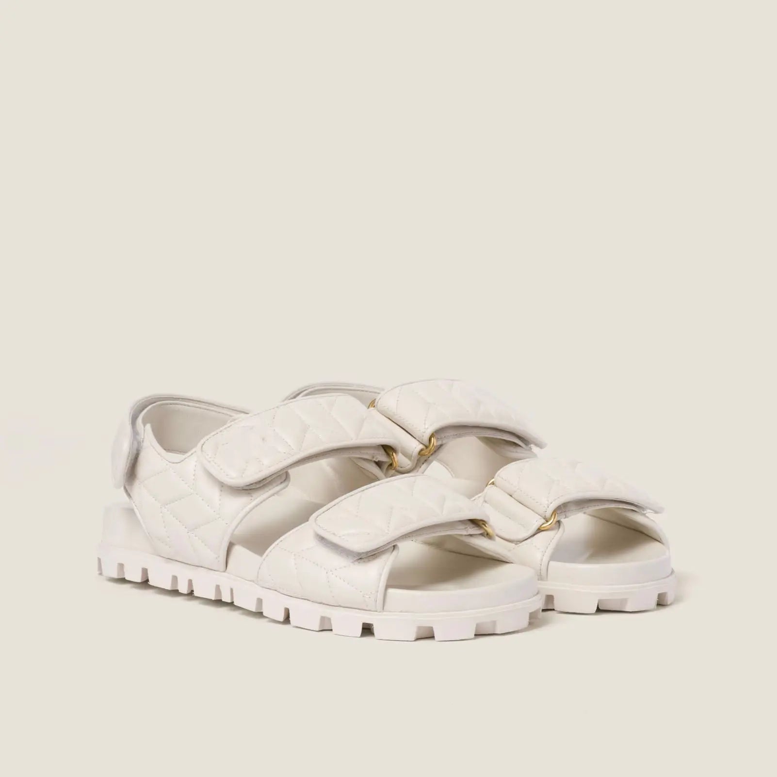 Women's White Quilted Sporty Sandals Gilded Cadence
