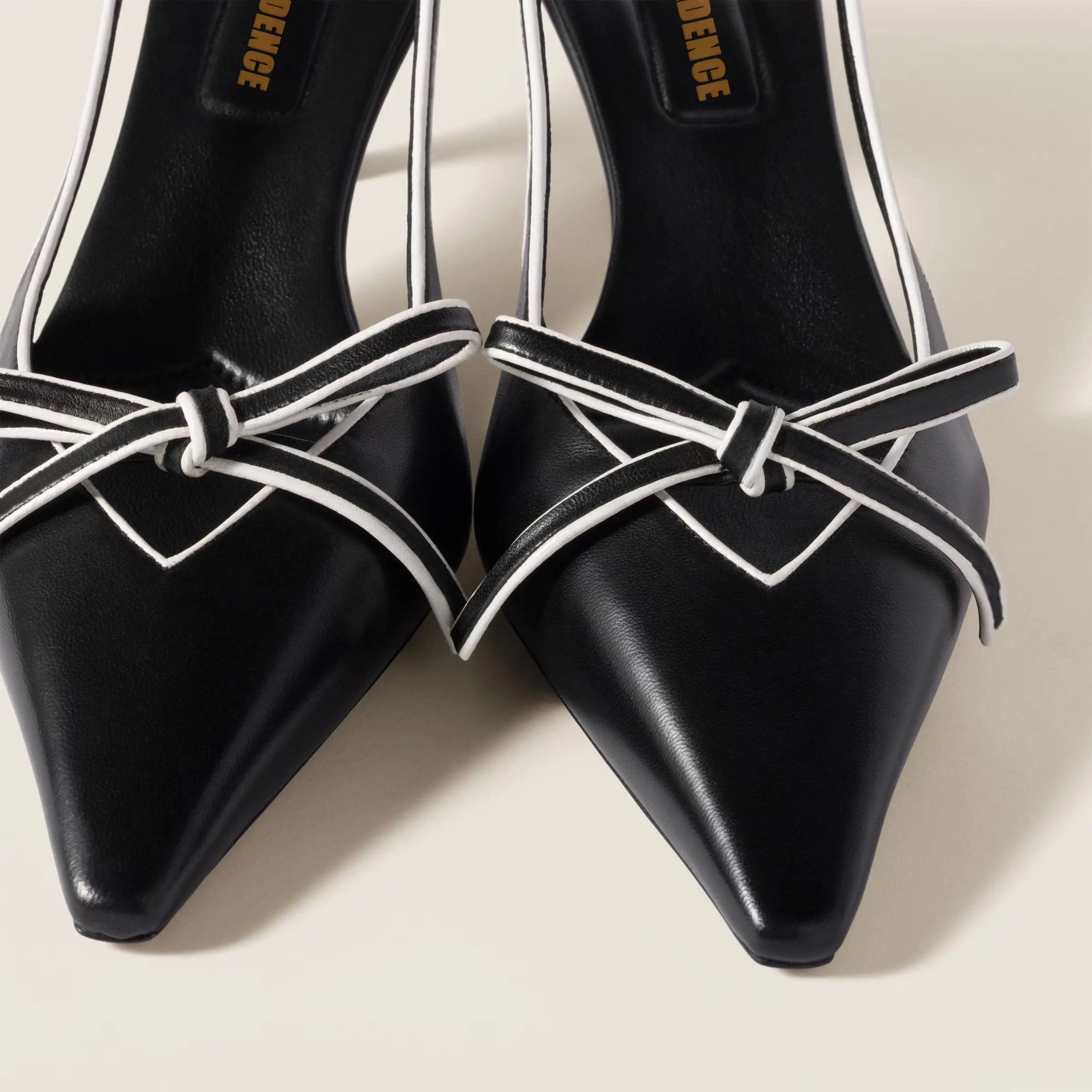 Black Contrast Piping Slingback Pumps Gilded Cadence