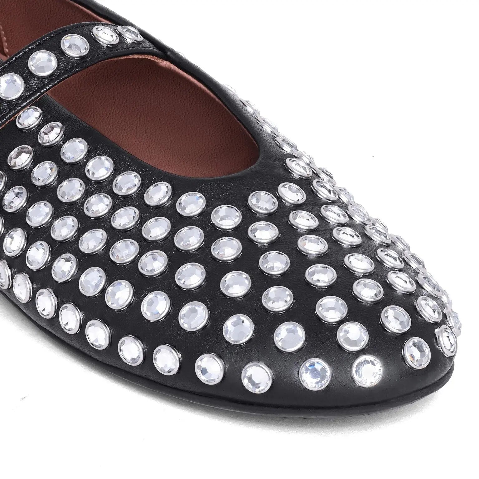 Black Lambskin Ballet Flats Gilded Cadence