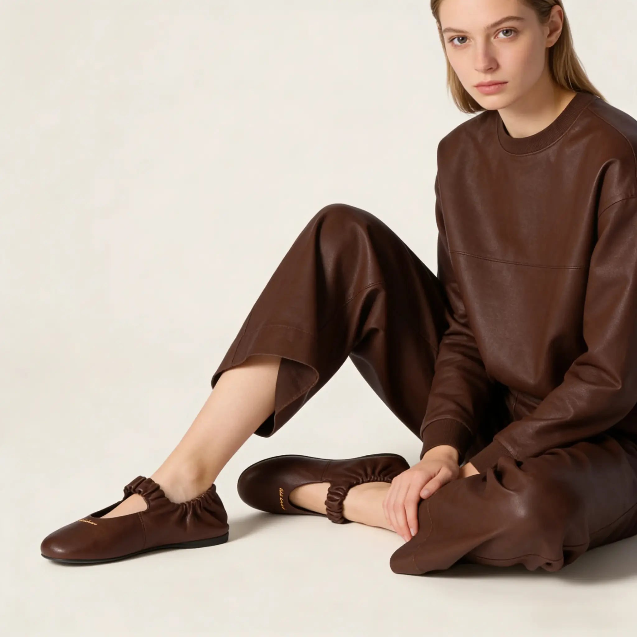 Ruches nappa leather ballerinas Gilded Cadence