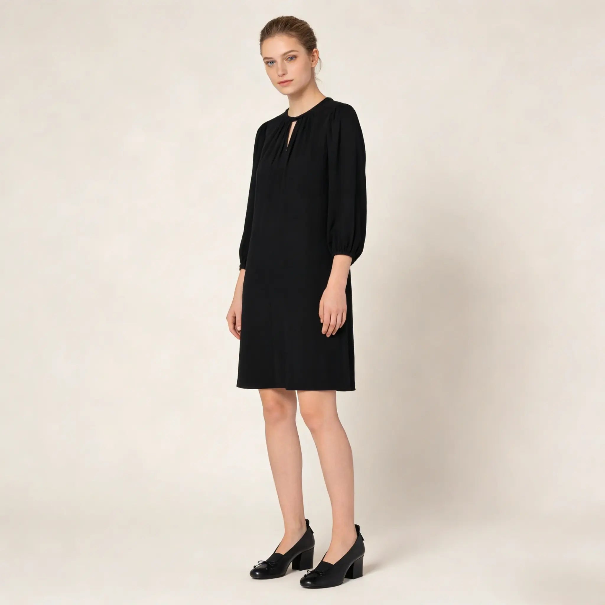 Black Nappa Leather Bow Block Pumps Gilded Cadence