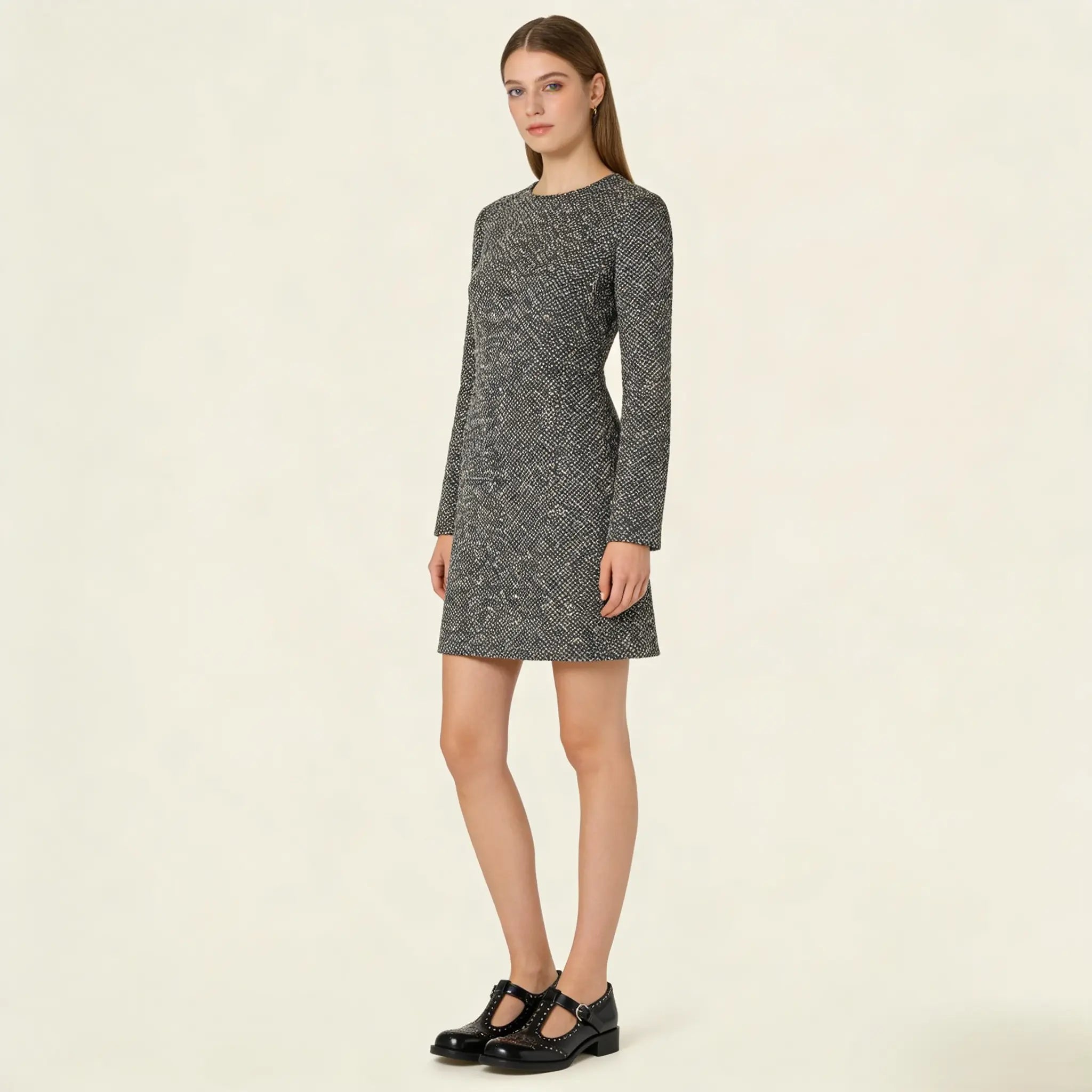 Black Brushed Leather T-Strap Brogues Gilded Cadence