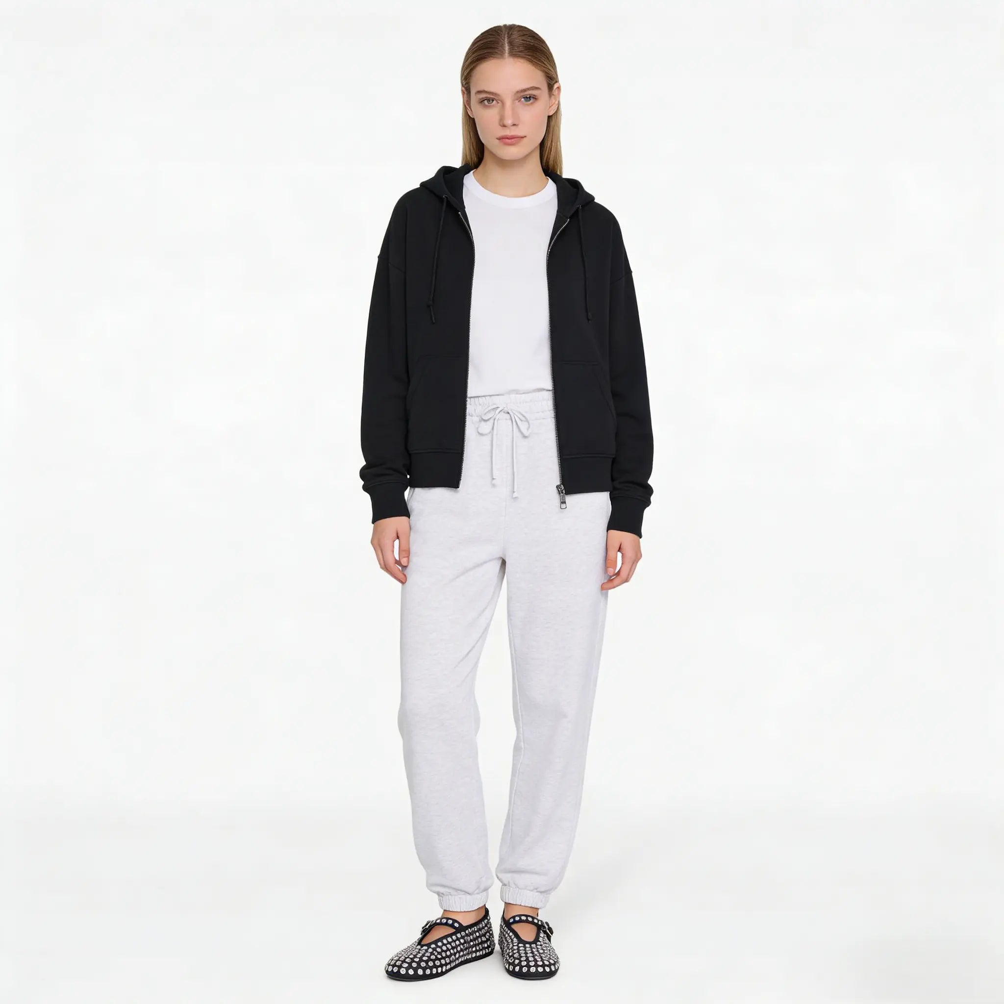 Black Lambskin Ballet Flats Gilded Cadence