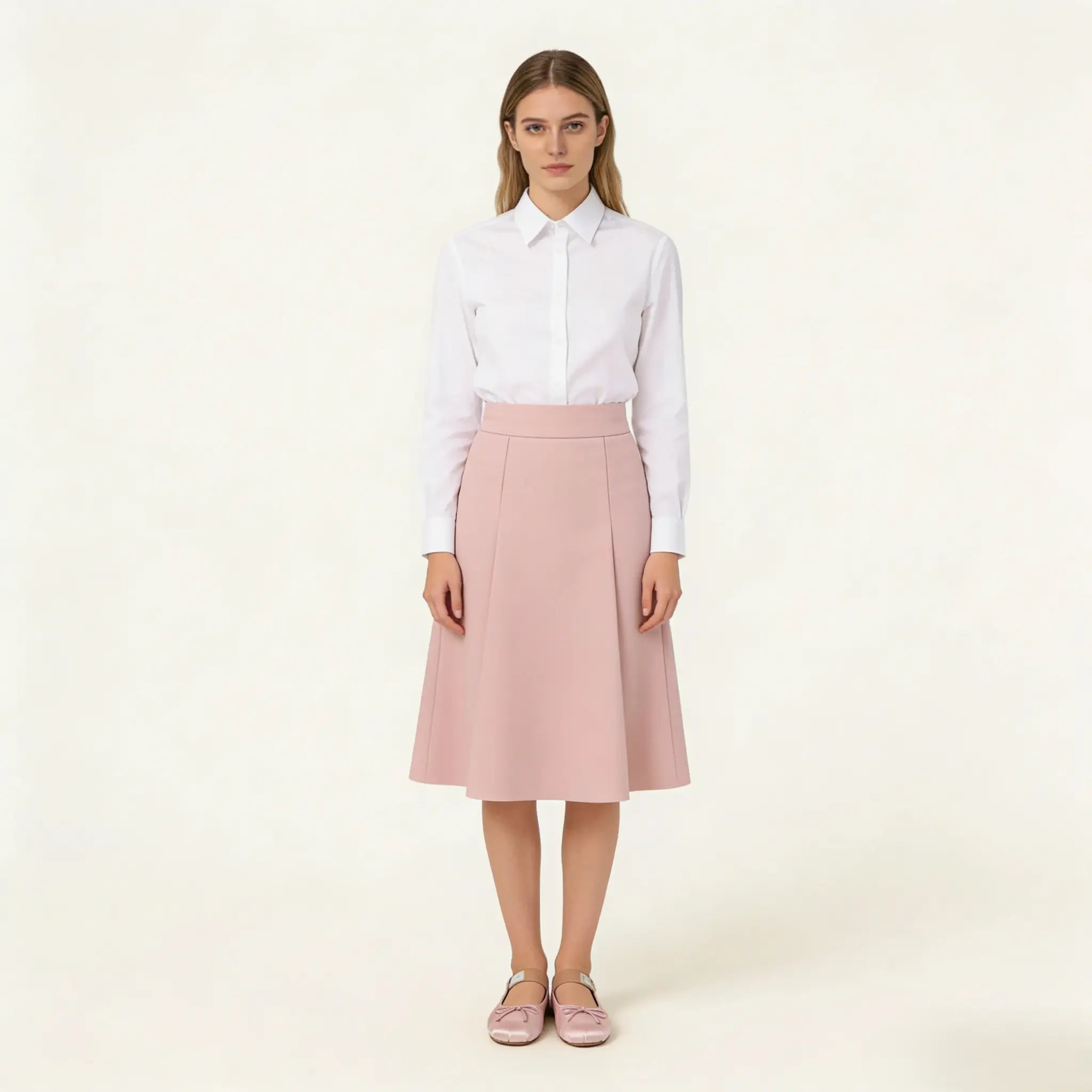 Women's Pink Satin Ballerina Flats Gilded Cadence