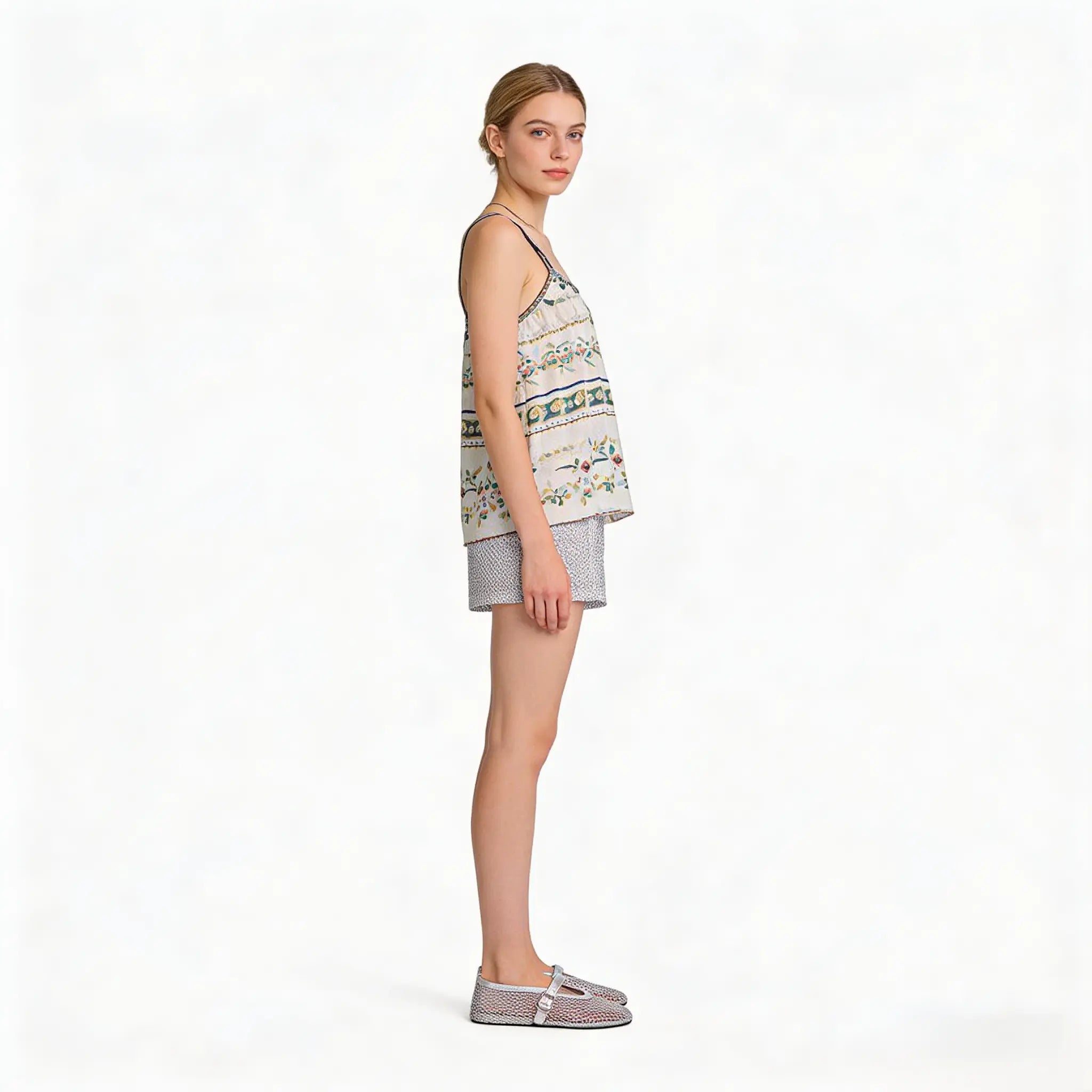 Silver Fishnet Mary Jane Ballet Flats Gilded Cadence