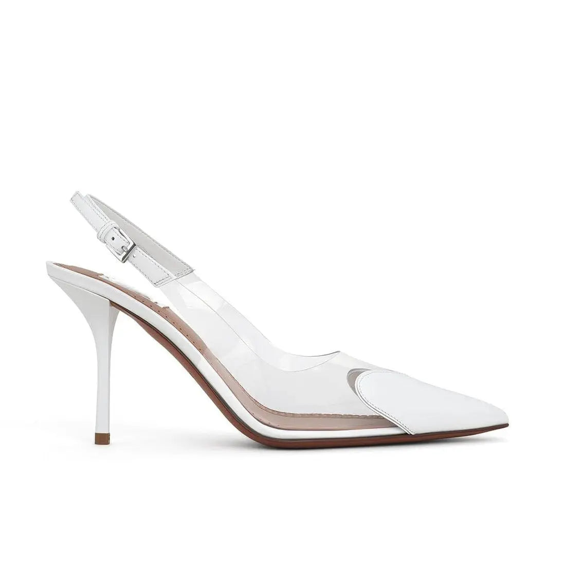 Heart Cutout Patent Leather Mules White Gilded Cadence