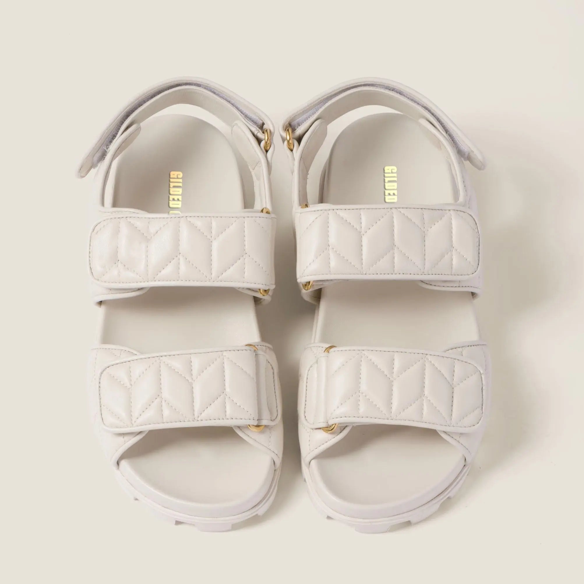 Women's White Quilted Sporty Sandals Gilded Cadence