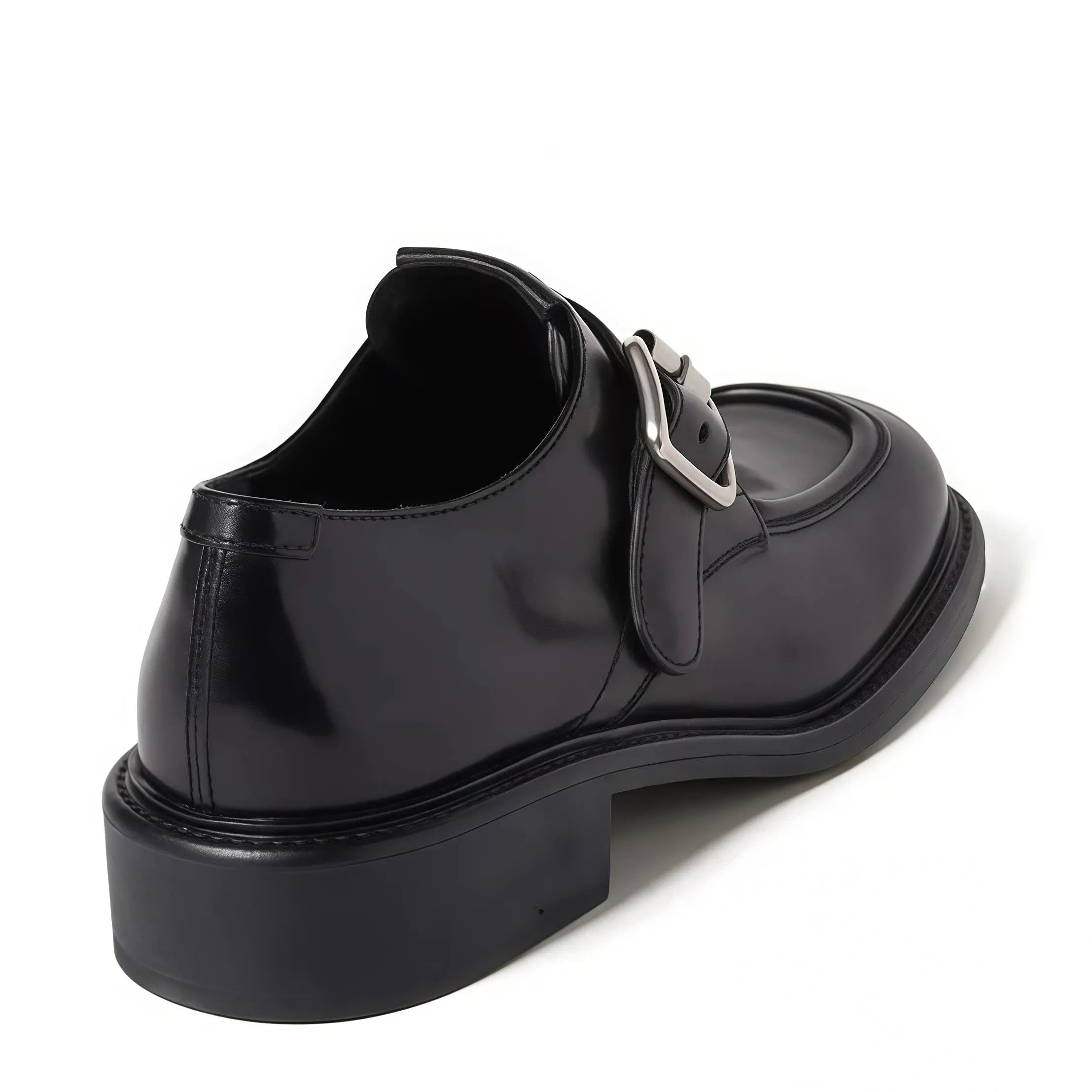 Black Polished Monk Strap Loafers Gilded Cadence