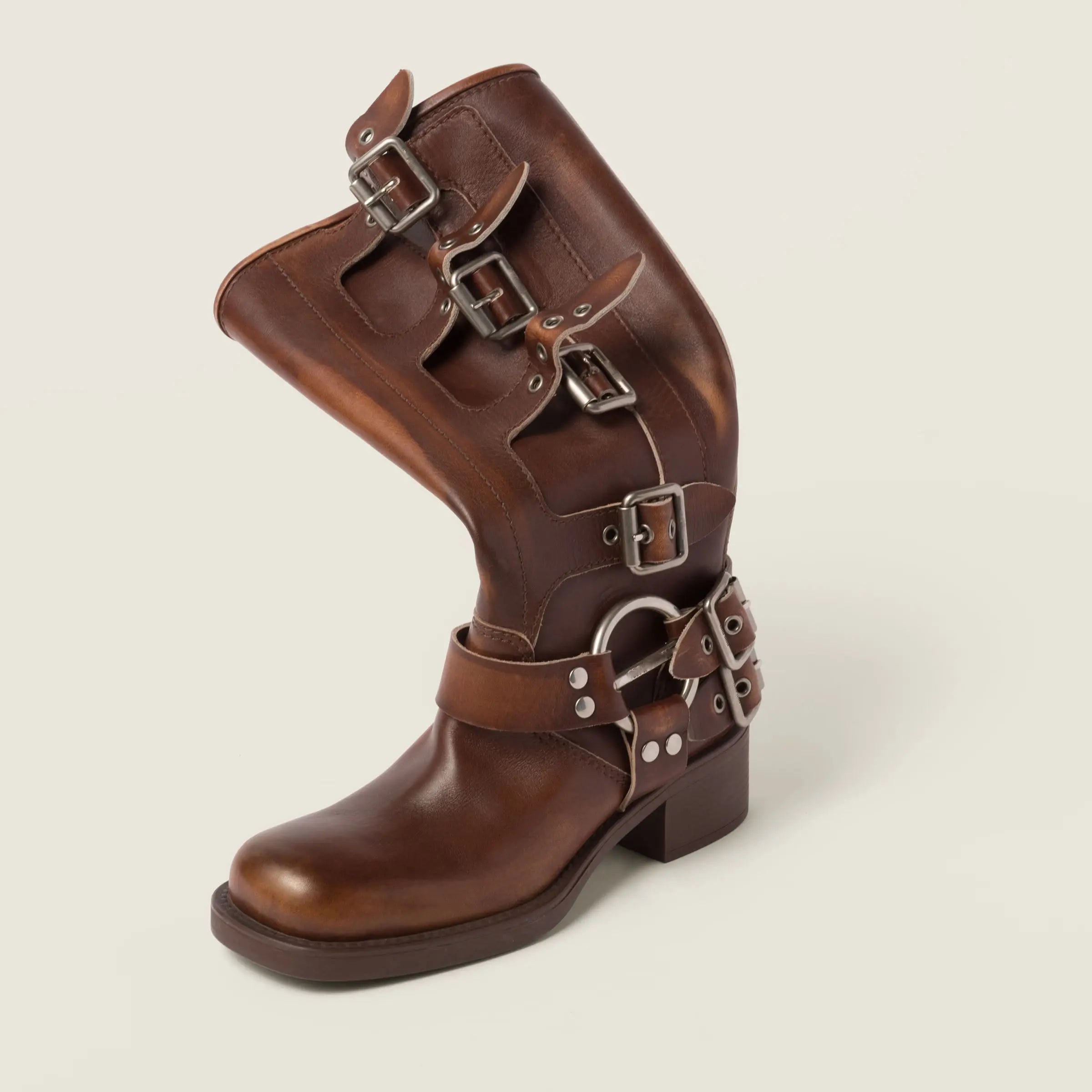 The Square-Toe Calfskin Boot (55mm) - Sienna Gilded Cadence