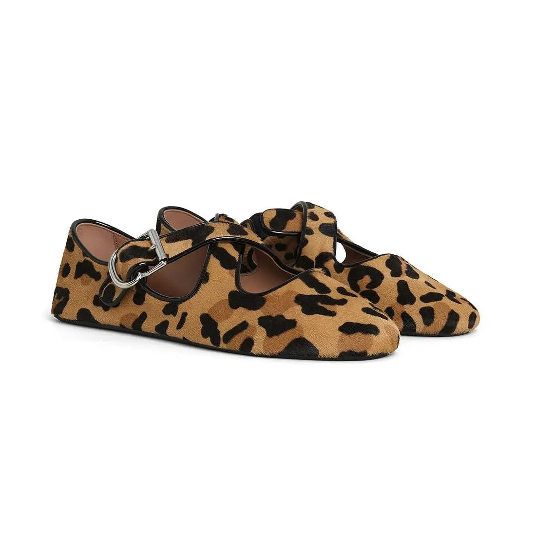 Leopard Print Haircalf Ballet Flats Gilded Cadence
