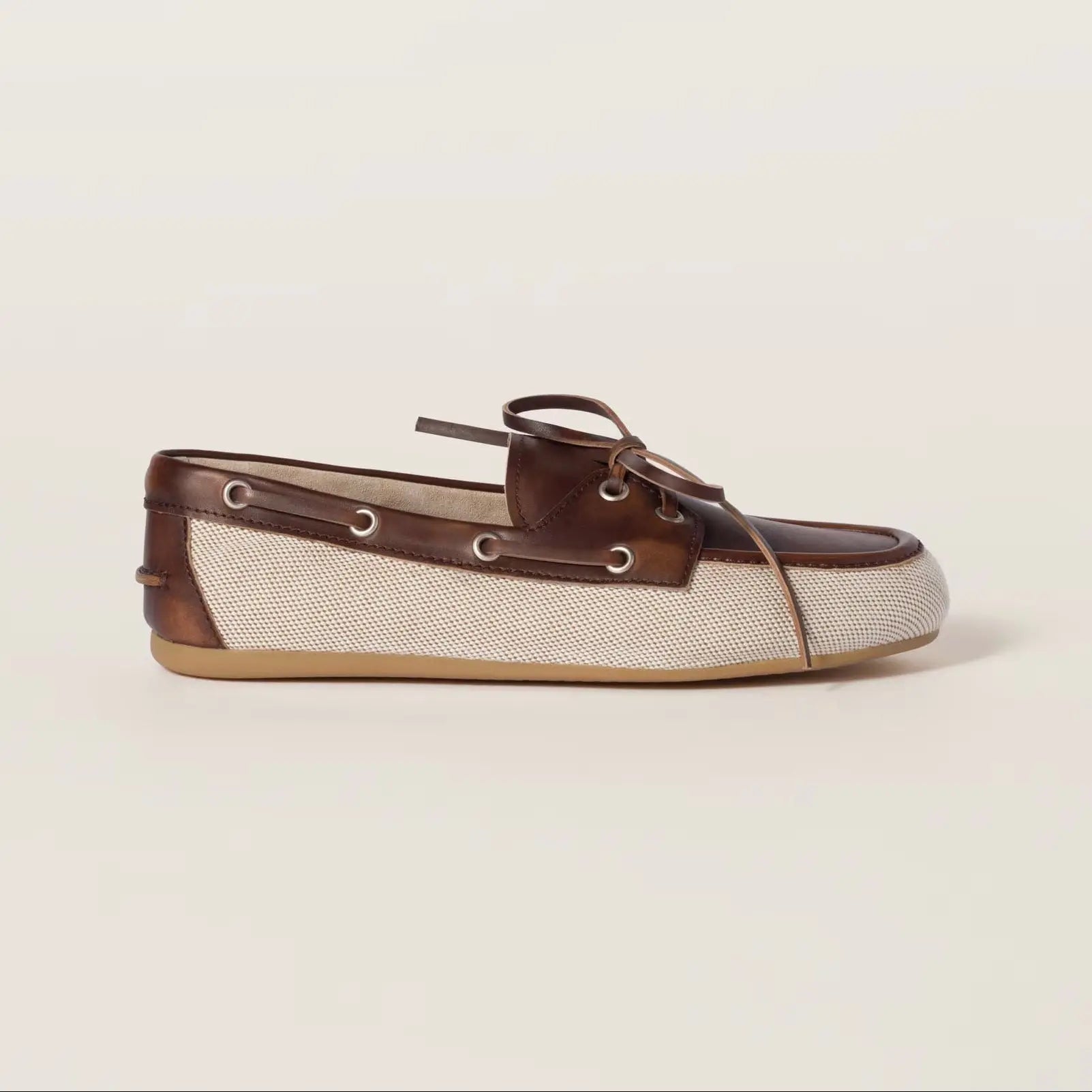 Canvas and bleached leather boat shoes Gilded Cadence