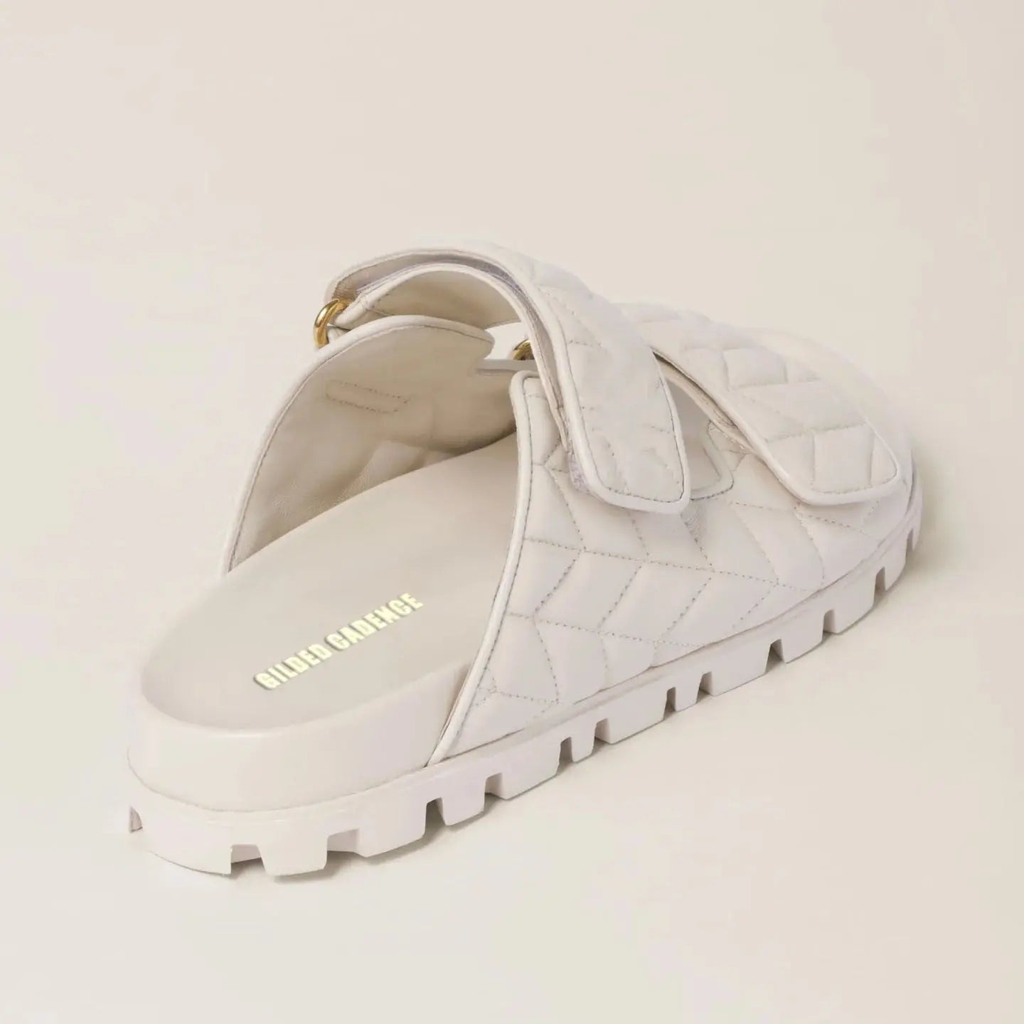 Women's White Quilted Sporty Sandals Gilded Cadence