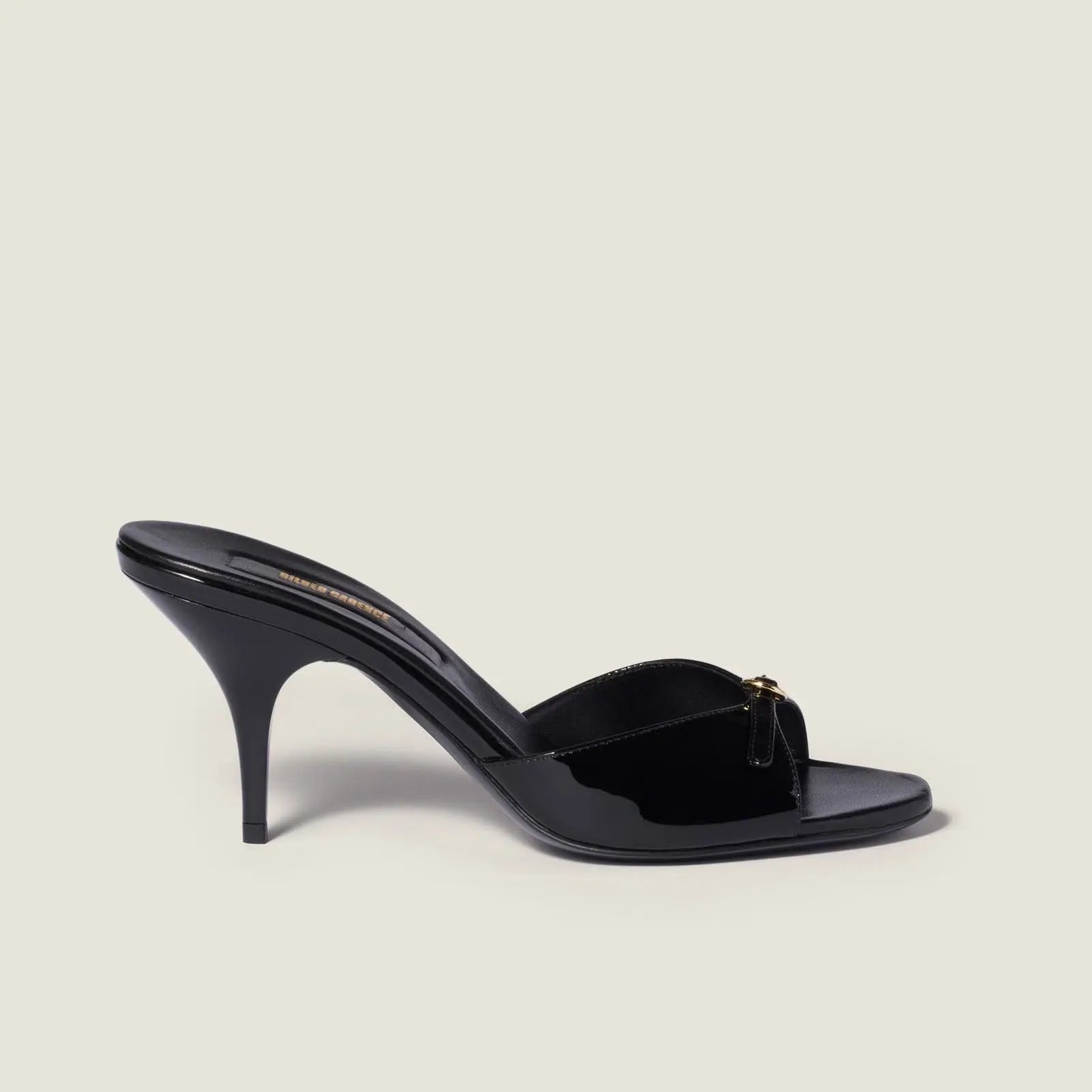 Patent leather mules with buckle Black Gilded Cadence