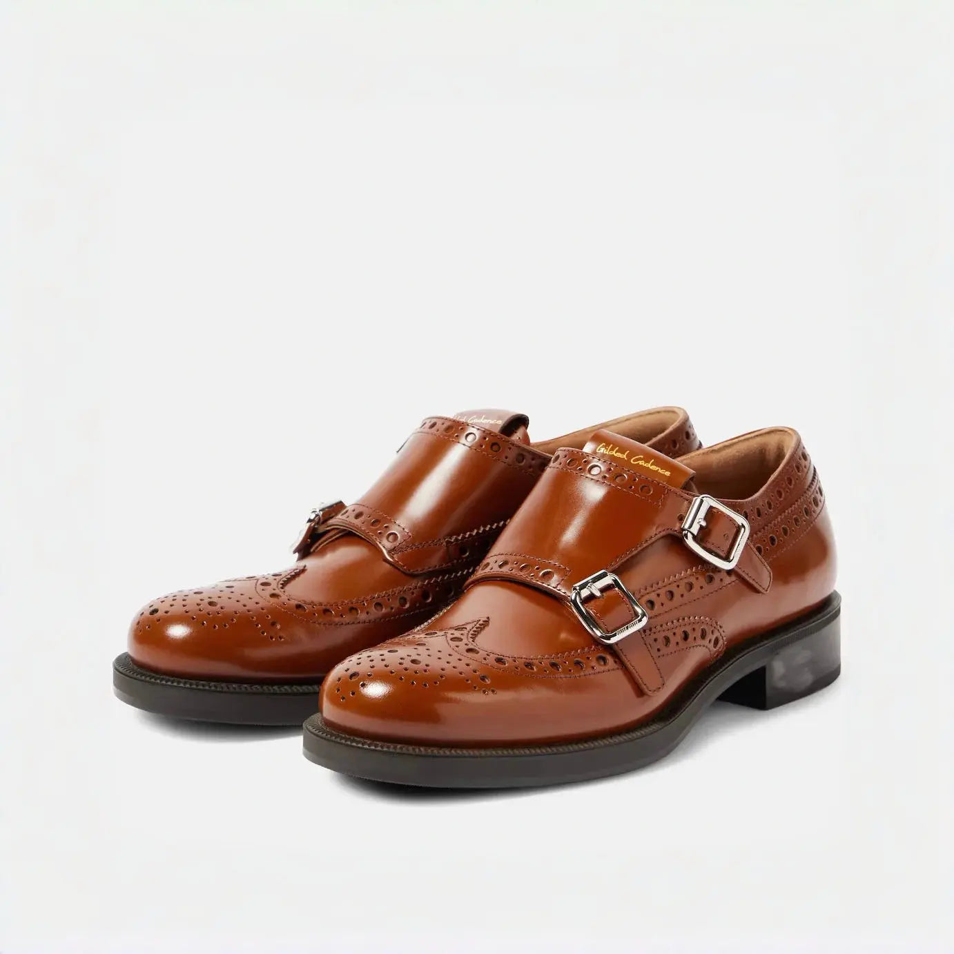 Double Monk Strap Leather Brogues Gilded Cadence
