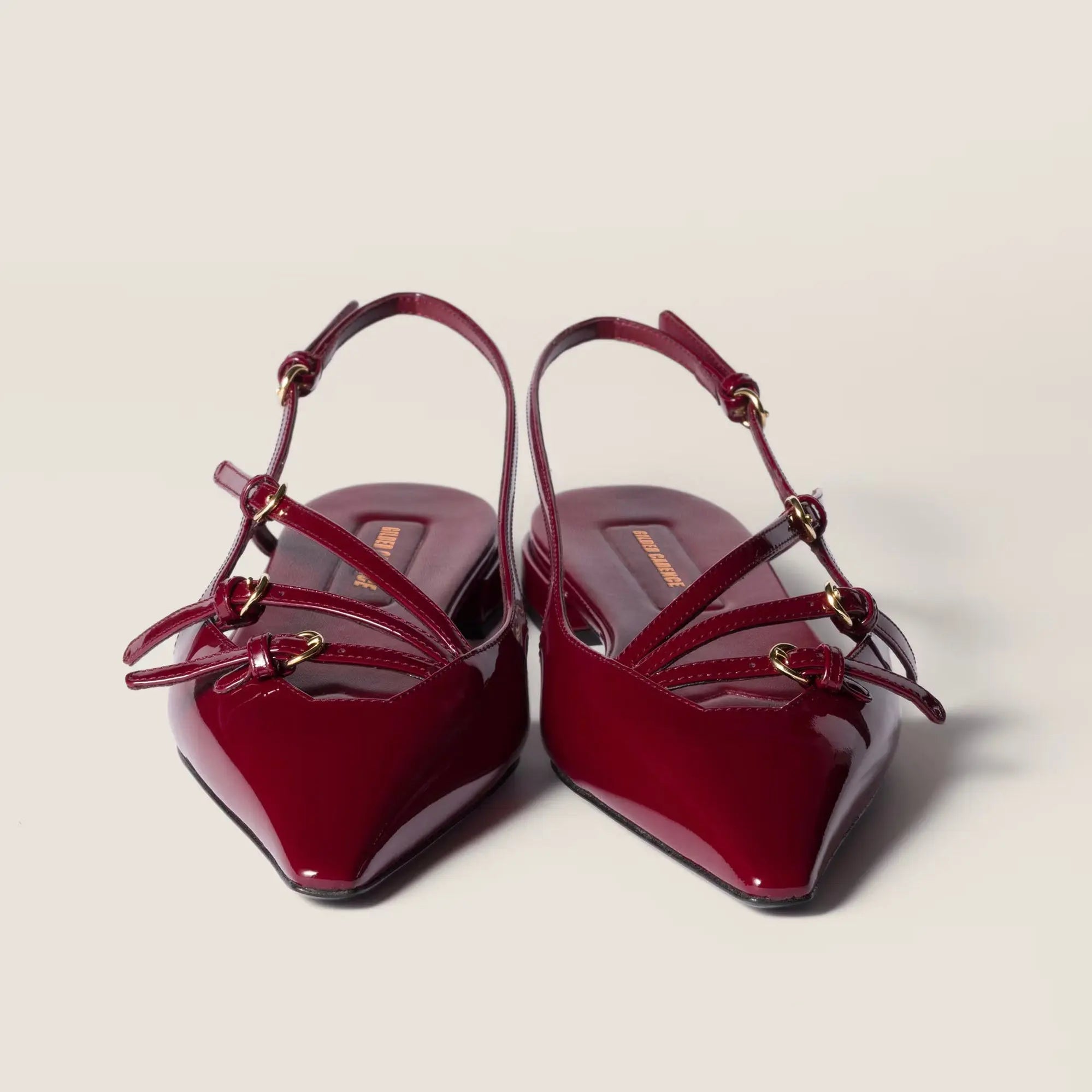 Patent leather slingback ballerinas with buckles Gilded Cadence