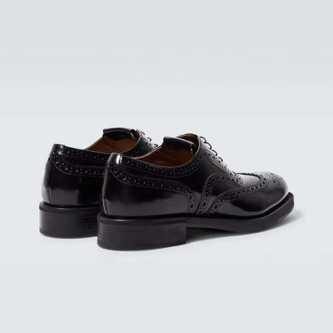 Polished Black Leather Wingtip Brogues Gilded Cadence