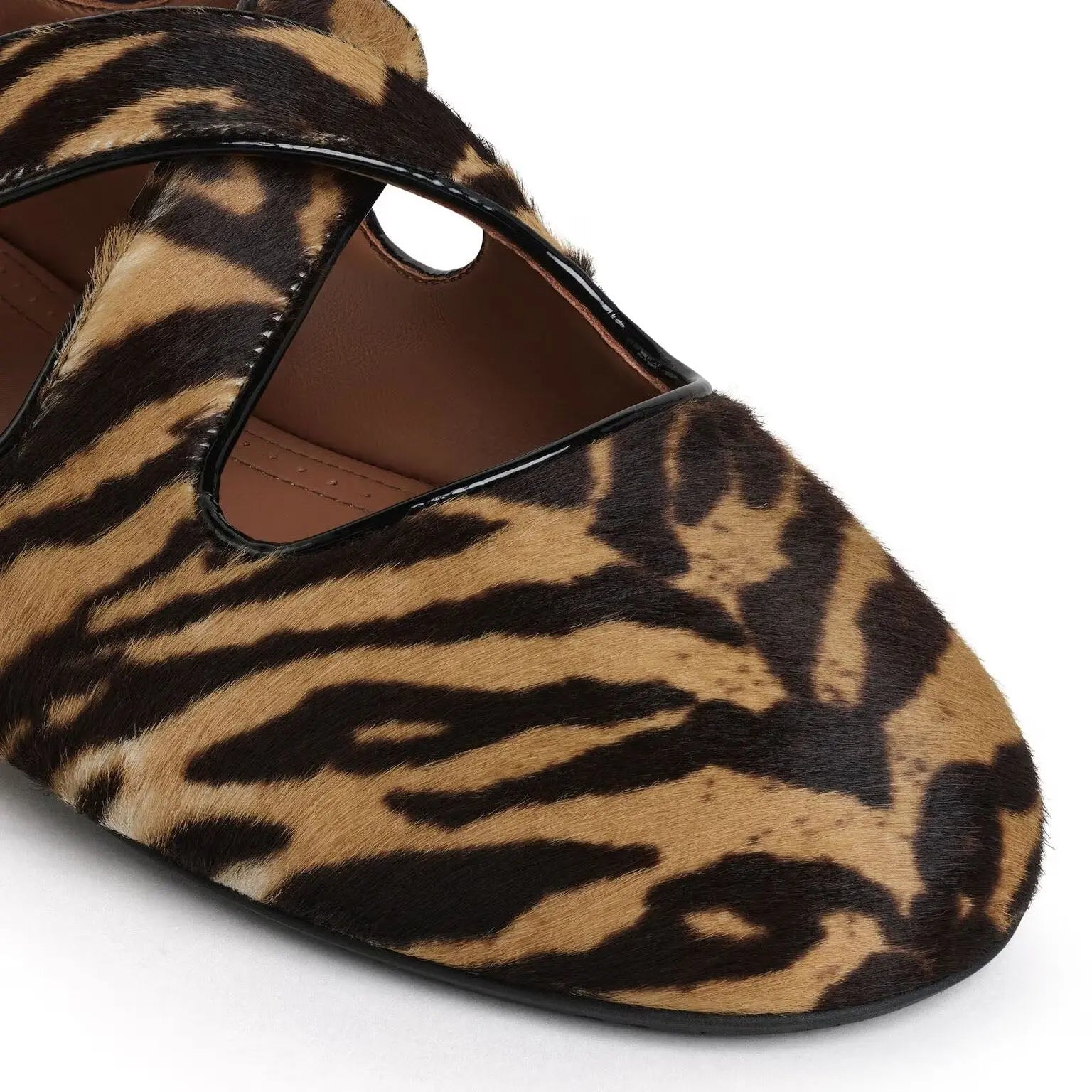 Leopard Haircalf Criss Cross Flats Gilded Cadence