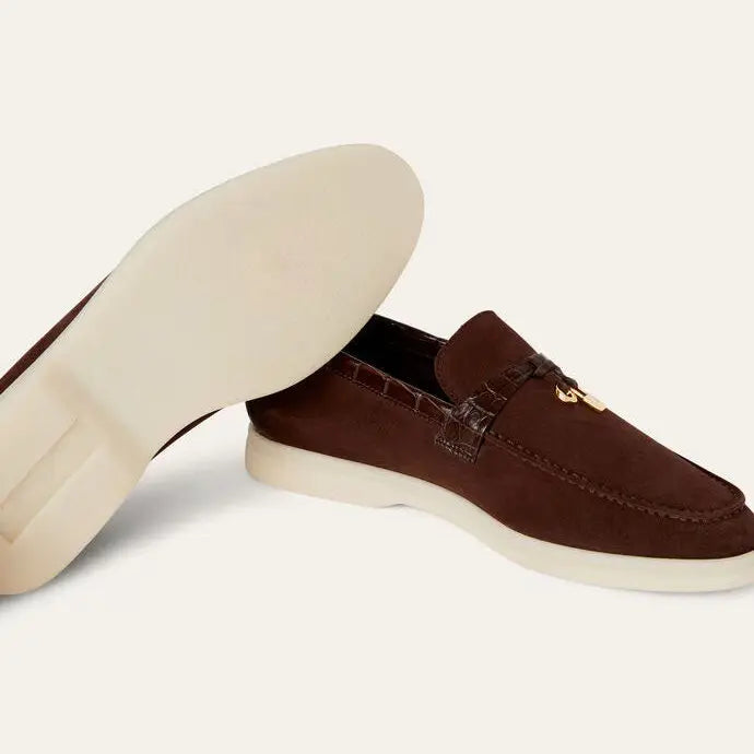 Women's Chocolate Suede Summer Loafers Gilded Cadence