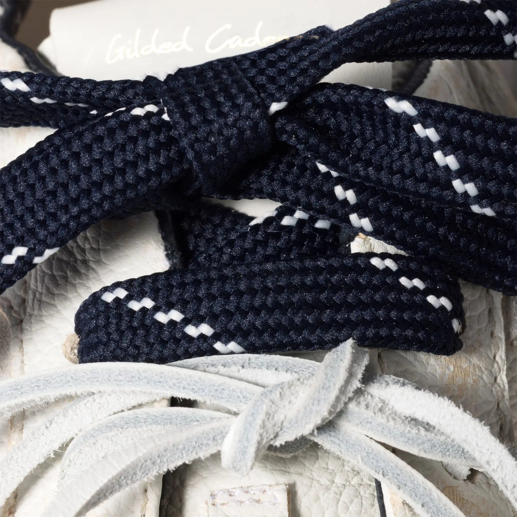 Women's White and Royal Blue Art Deco Sneakers Gilded Cadence