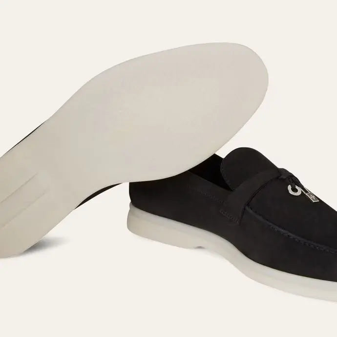 Women's Black Suede Summer Loafers Gilded Cadence