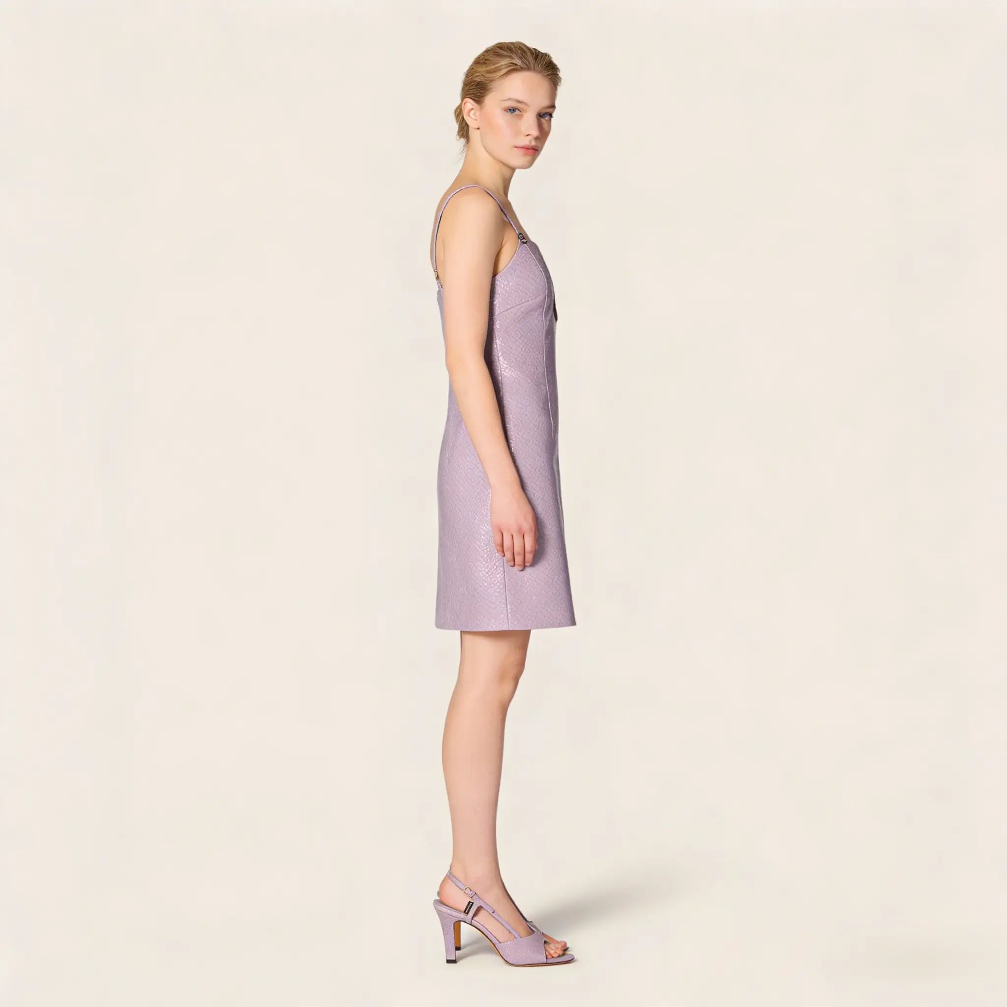 Women's Lavender Snakeskin Slingback Sandals Gilded Cadence