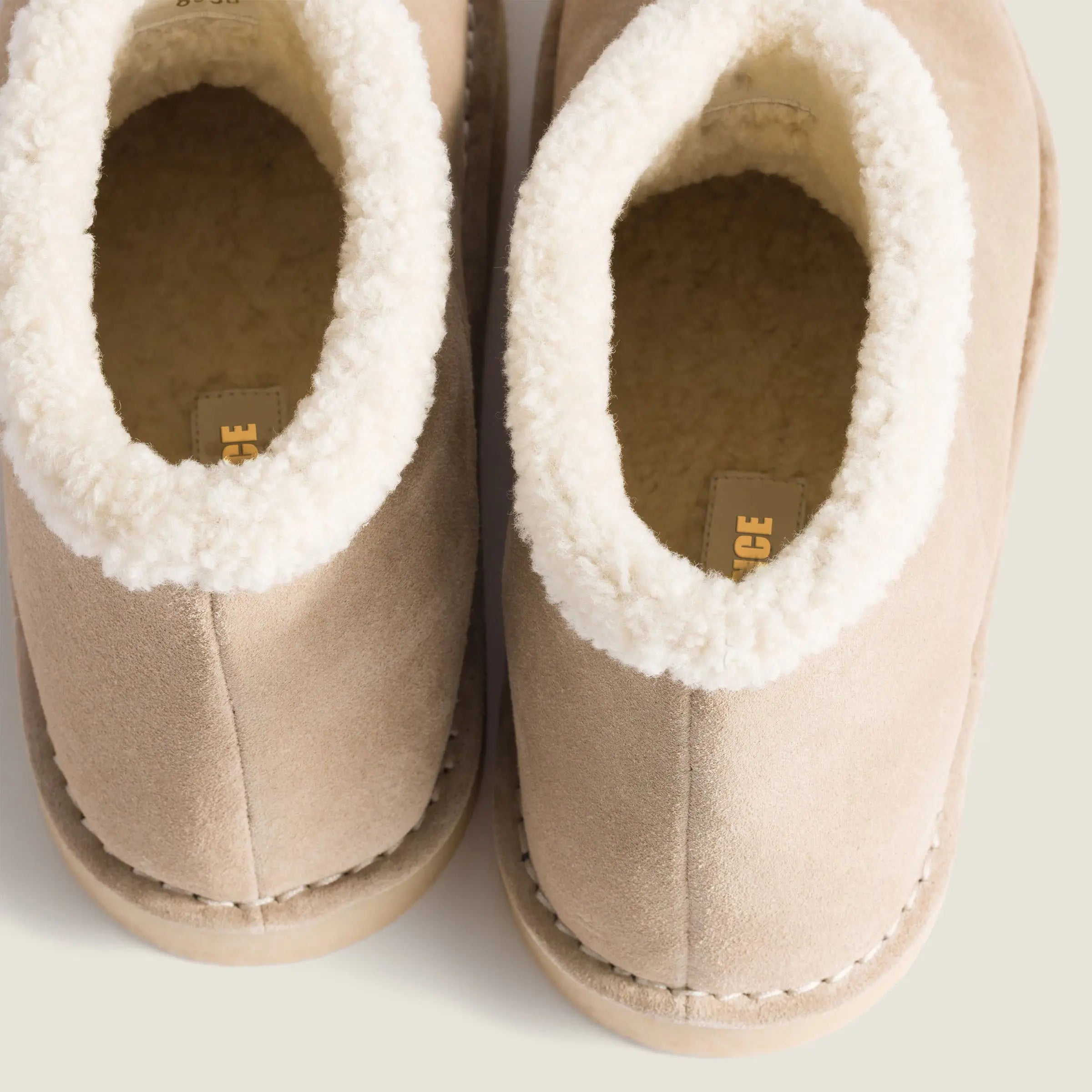 Beige Suede Fold-Over Winter Booties Gilded Cadence