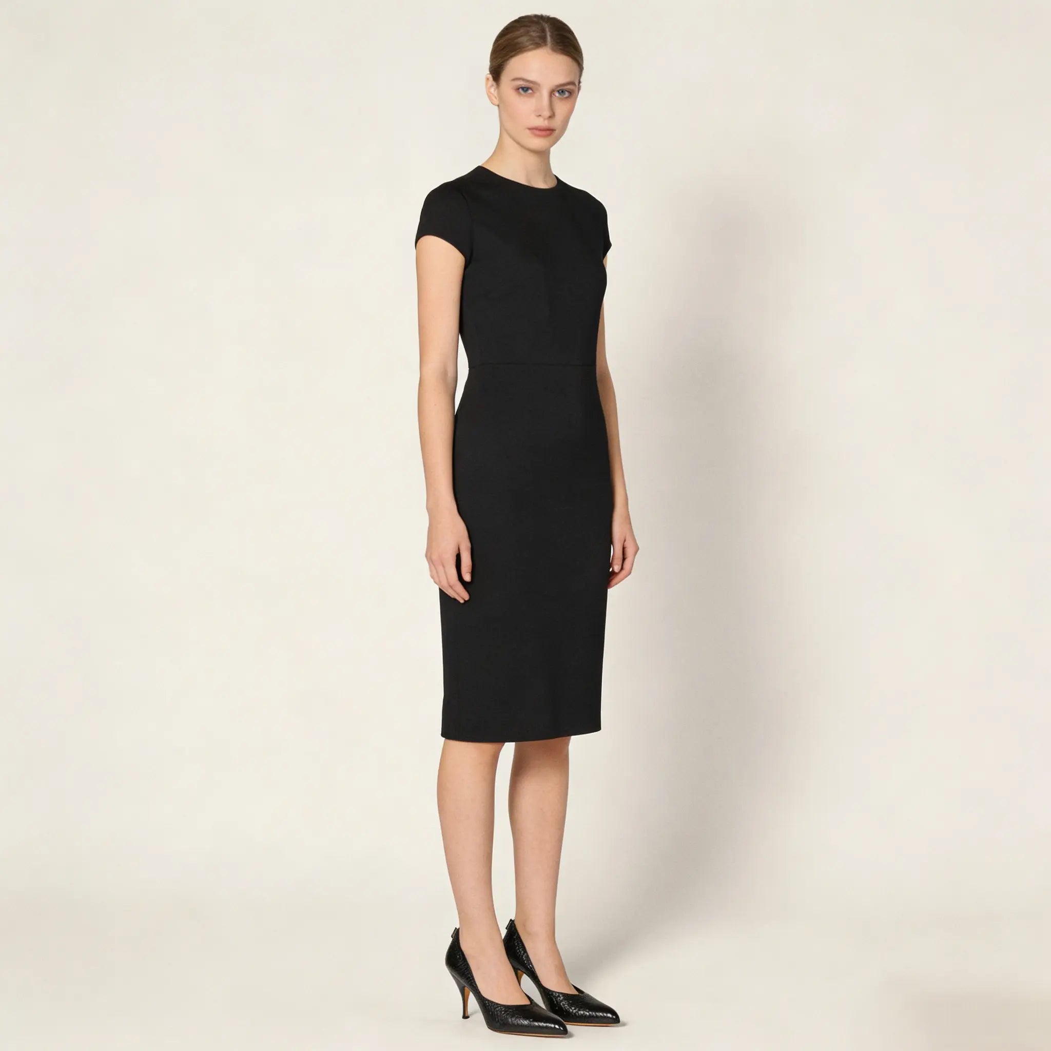 Black Snakeskin Leather Pointed Pumps Gilded Cadence