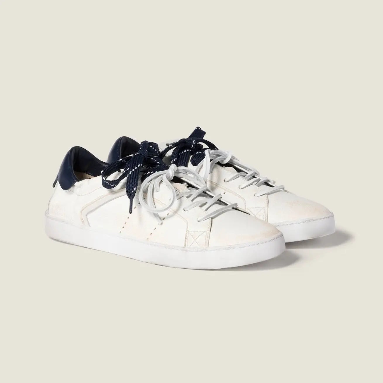 Women's White and Royal Blue Art Deco Sneakers Gilded Cadence