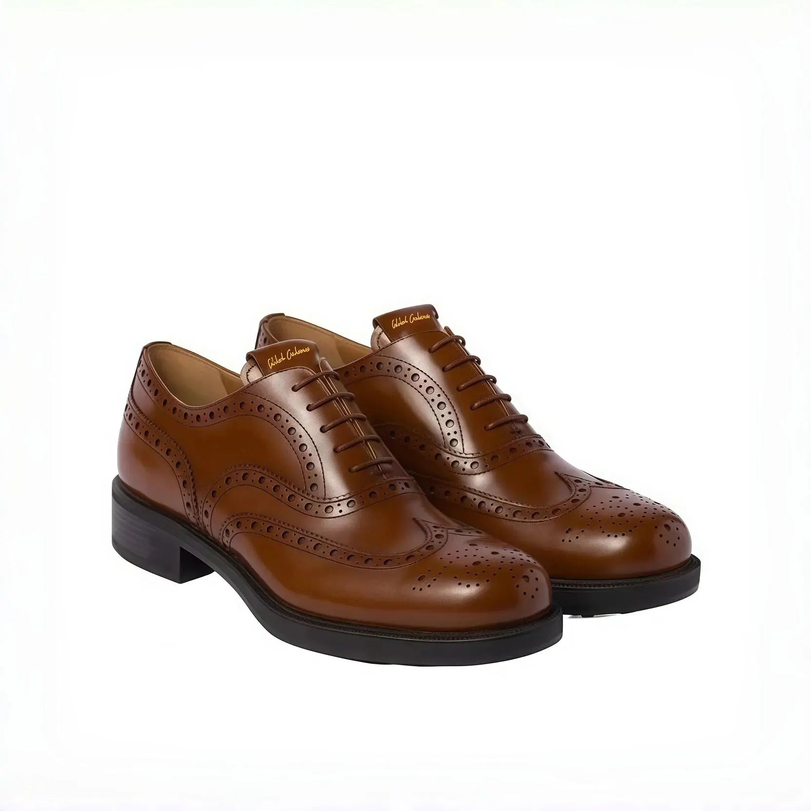 Tan Polished Leather Wingtip Brogues Gilded Cadence