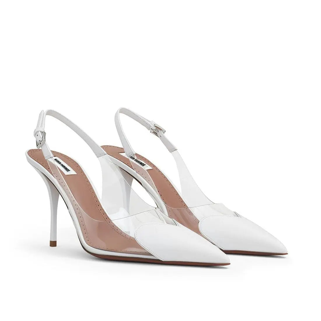 Heart Cutout Patent Leather Mules White Gilded Cadence