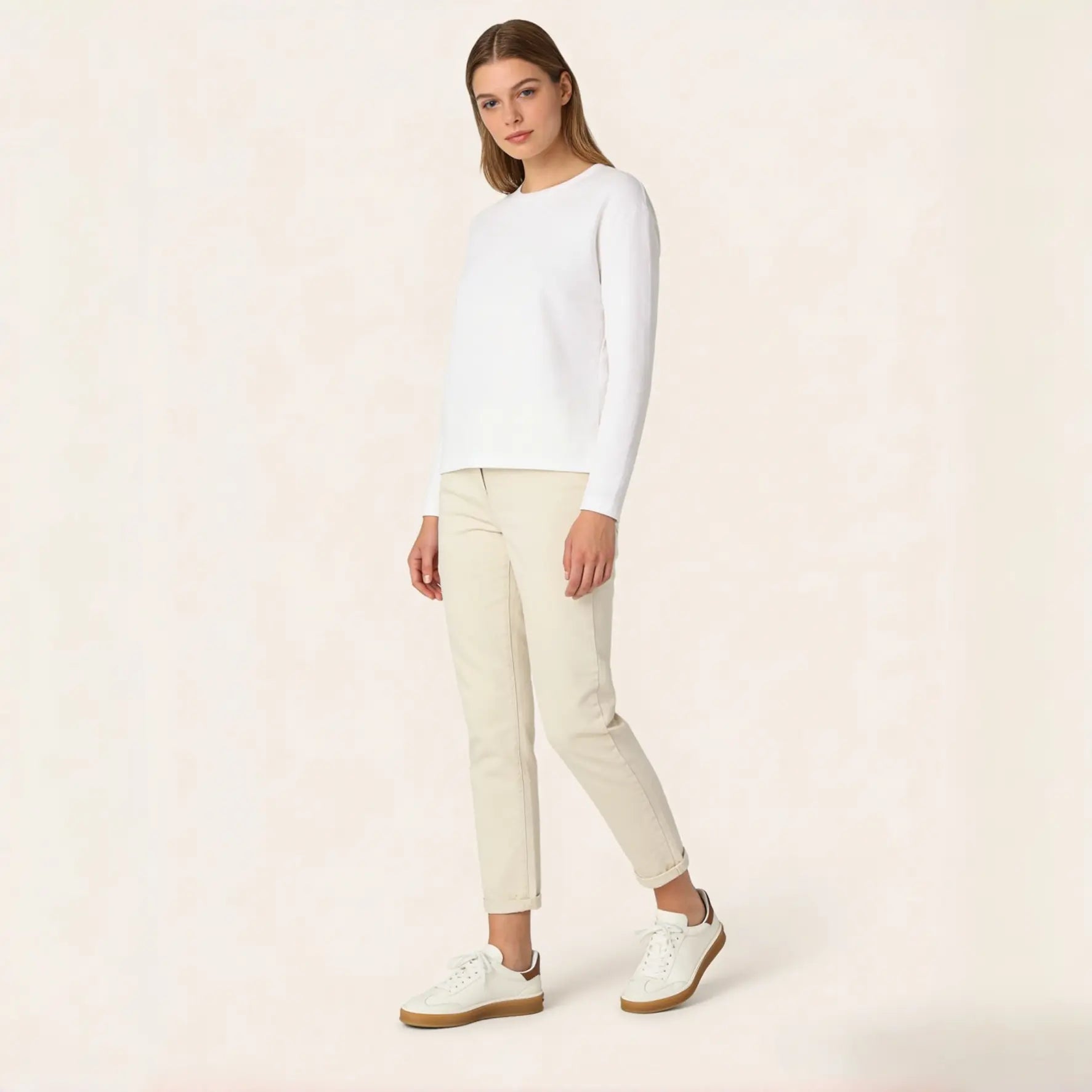 White Leather Tennis Walk Sneakers Gilded Cadence