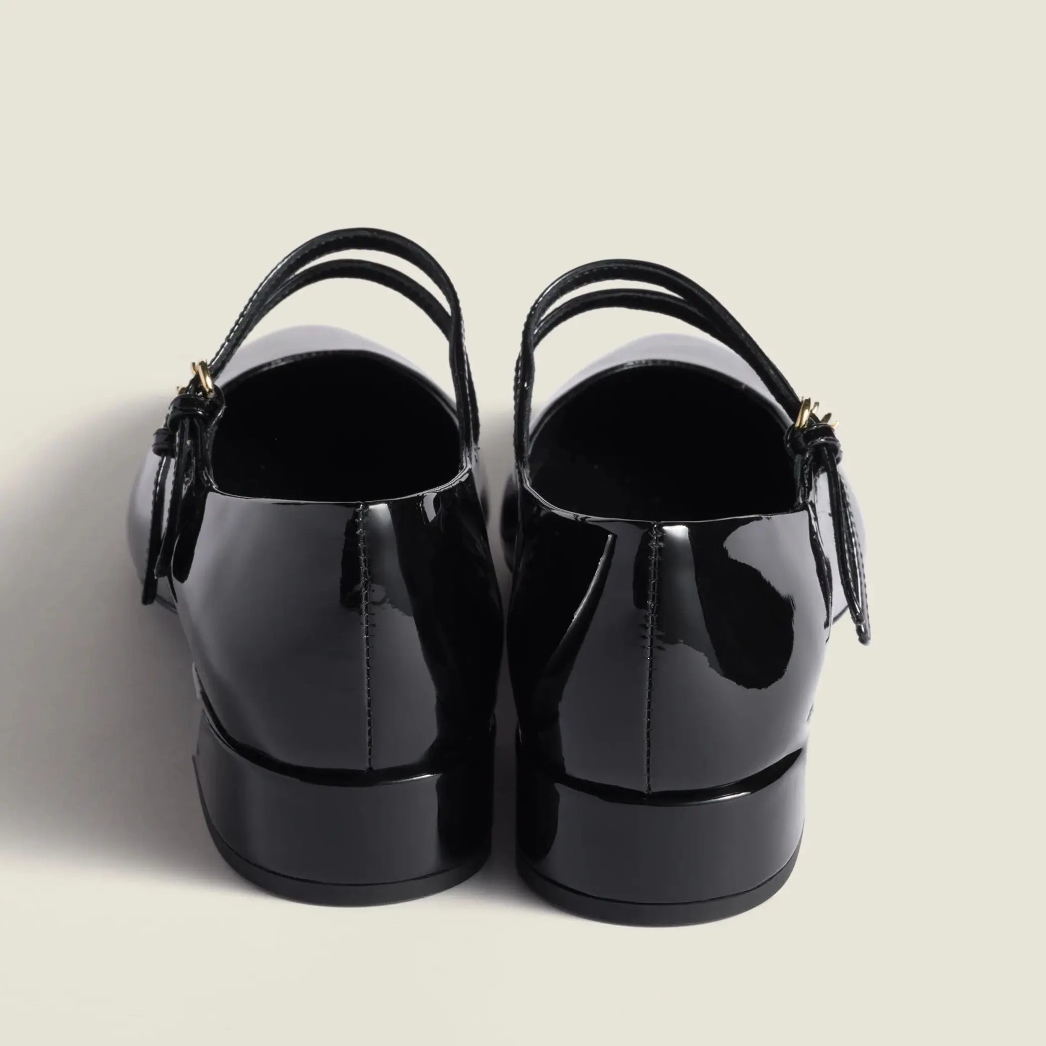 Patent Leather Buckle Slingbacks - Black Gilded Cadence