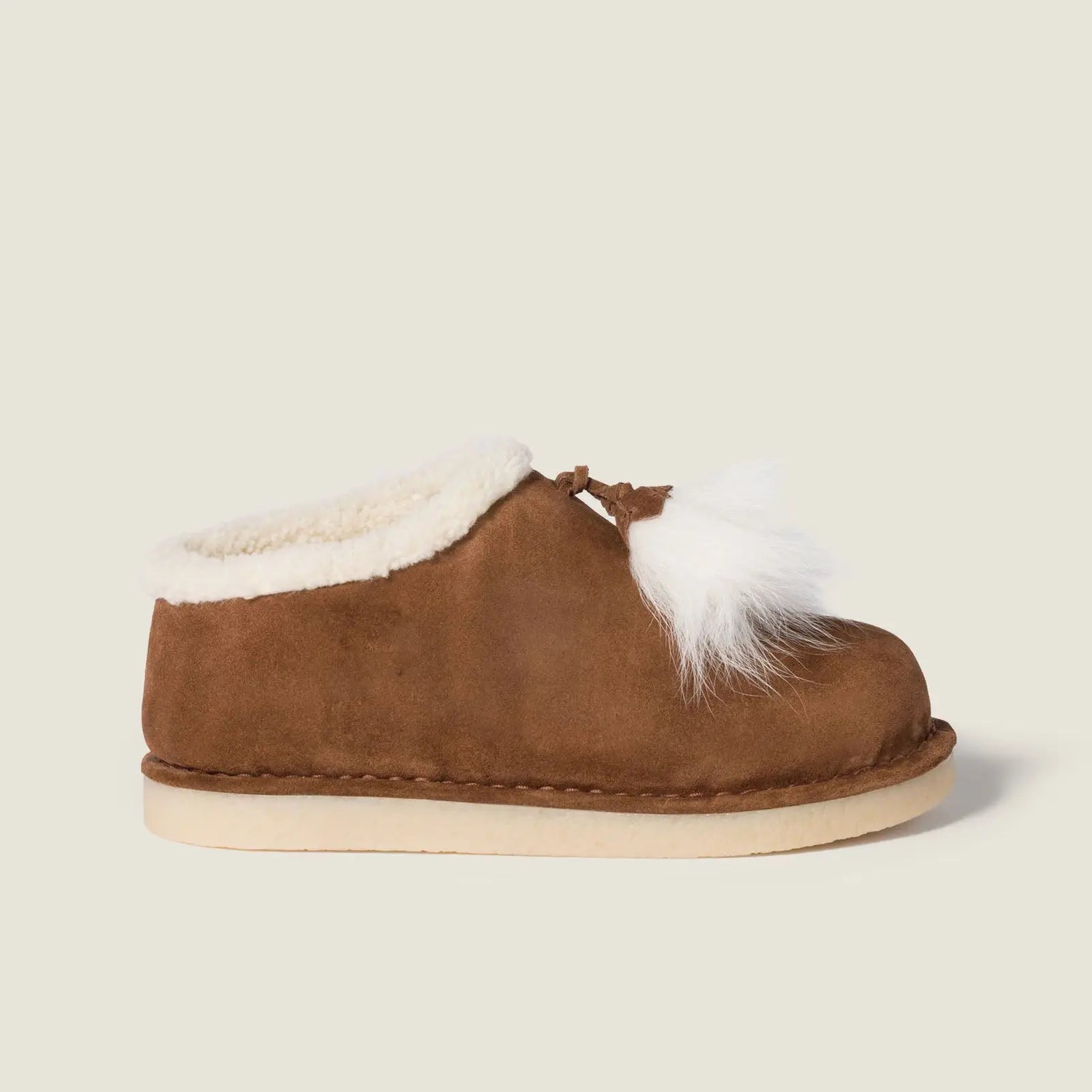Women's Beige Suede Shearling Clog Gilded Cadence