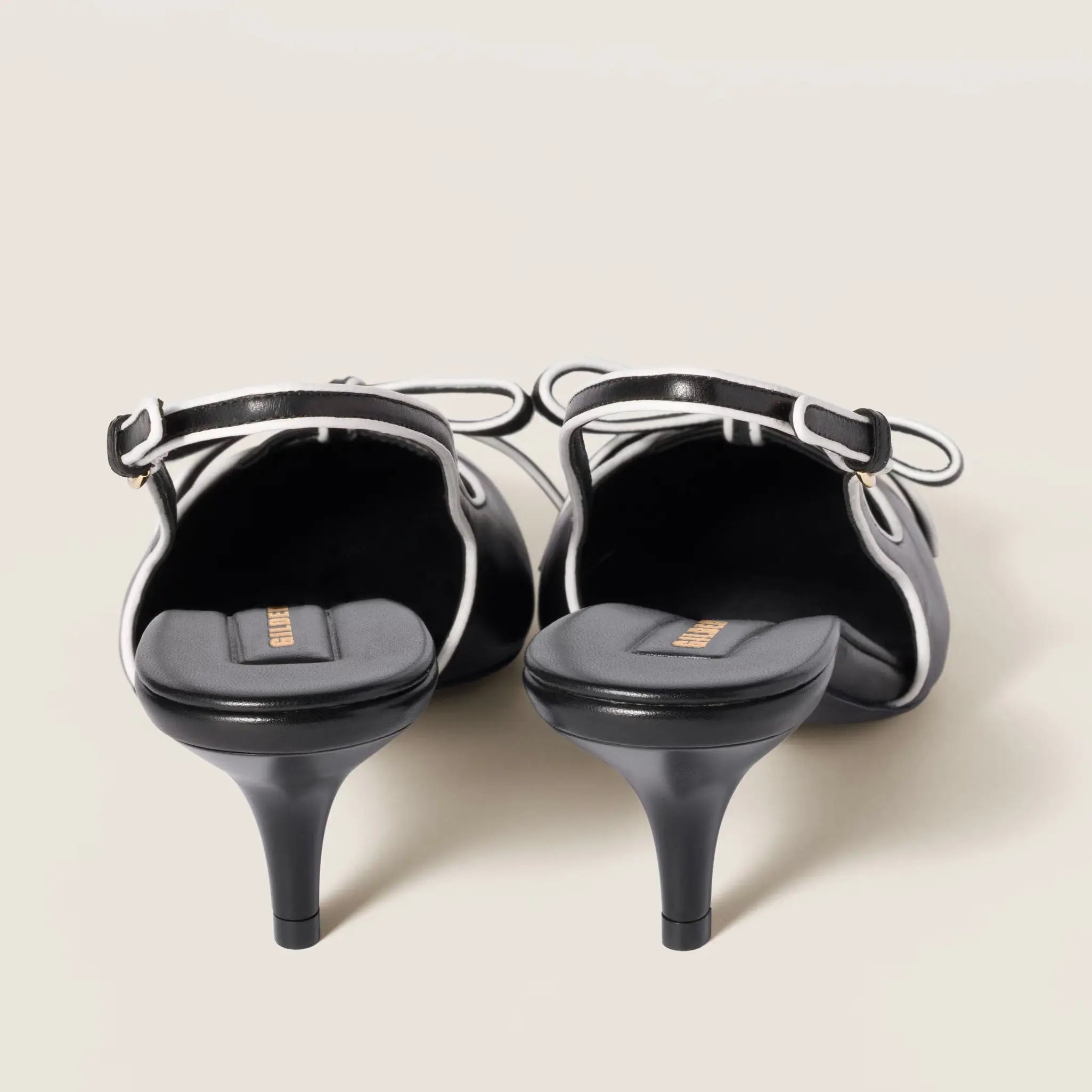 Black Contrast Piping Slingback Pumps Gilded Cadence