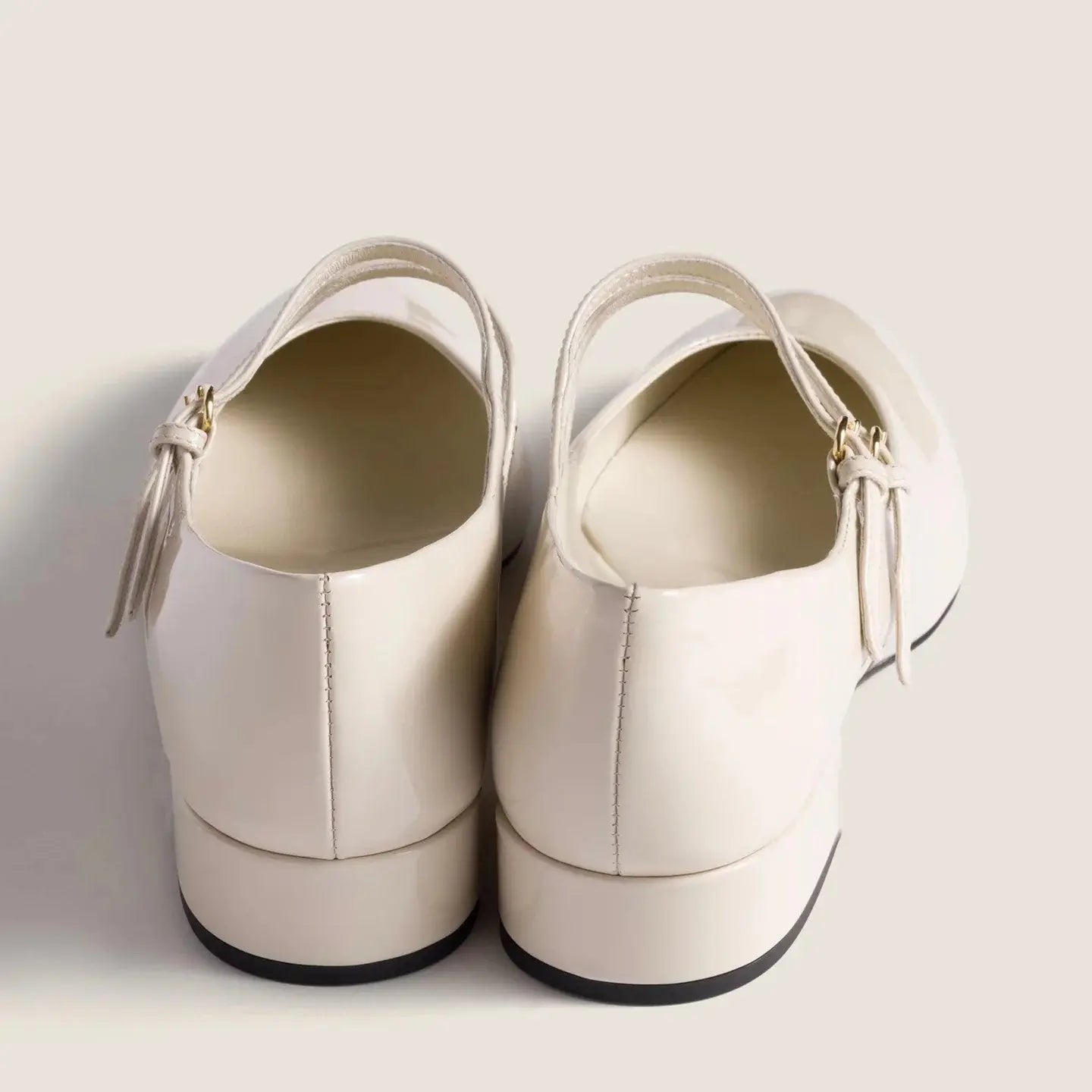 Cream Double Strap Mary Jane Pumps Gilded Cadence