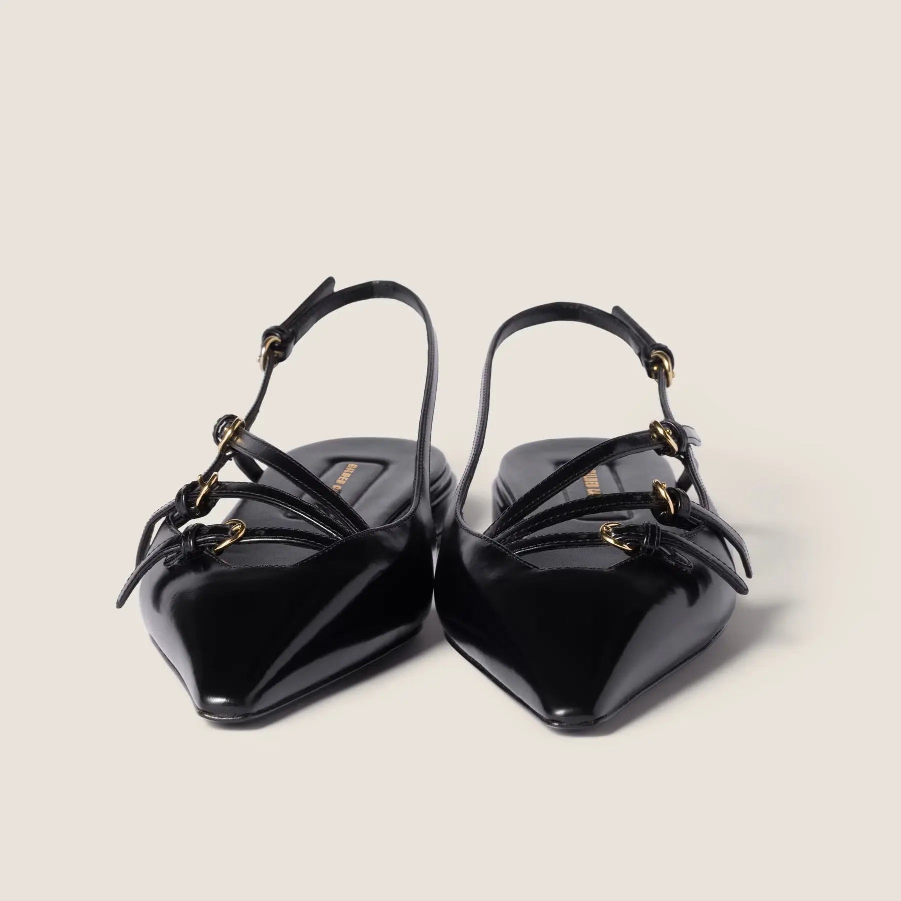 Leather slingback ballerinas with buckles Gilded Cadence