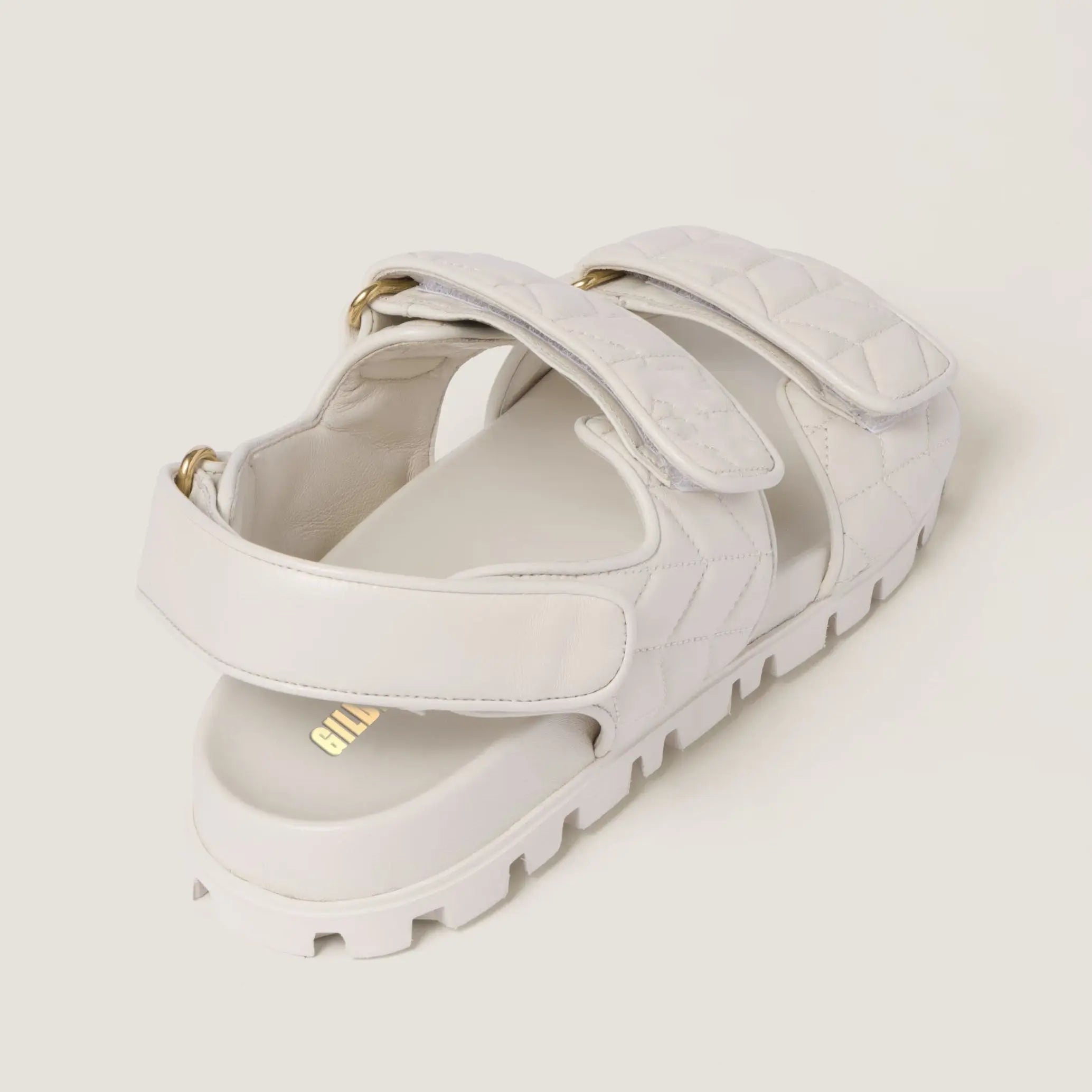 Women's White Quilted Sporty Sandals Gilded Cadence