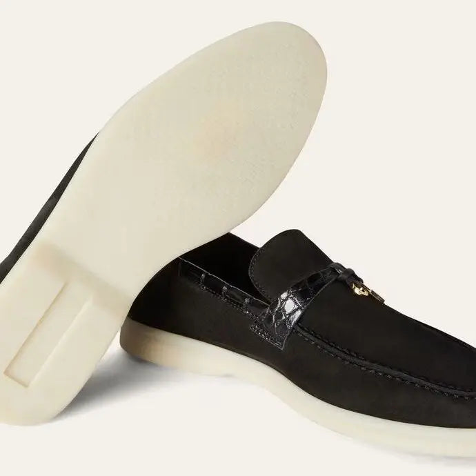 Black Suede Summer Charms Loafers Gilded Cadence