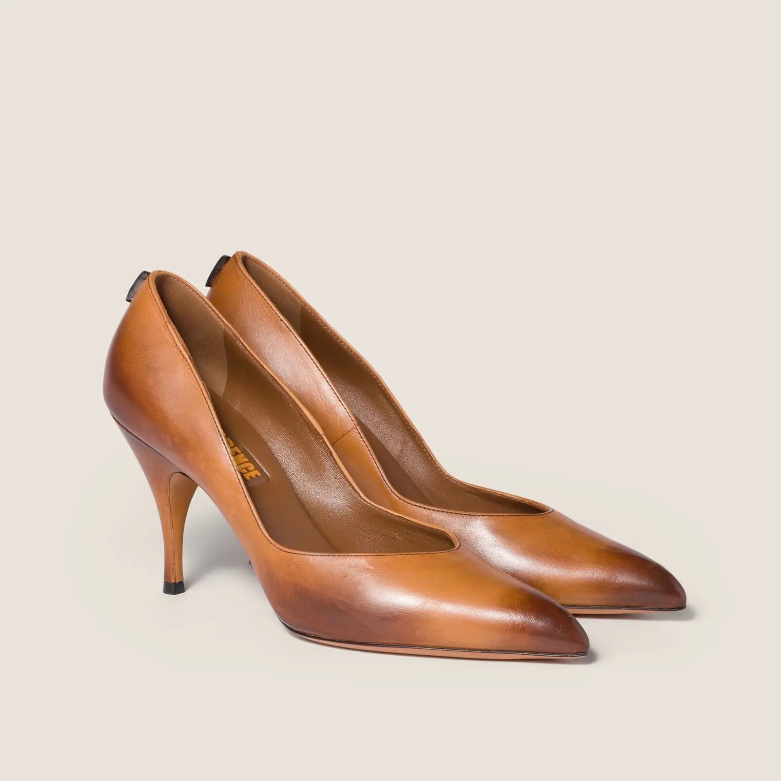 Women's Brown Leather 85mm Pumps Gilded Cadence