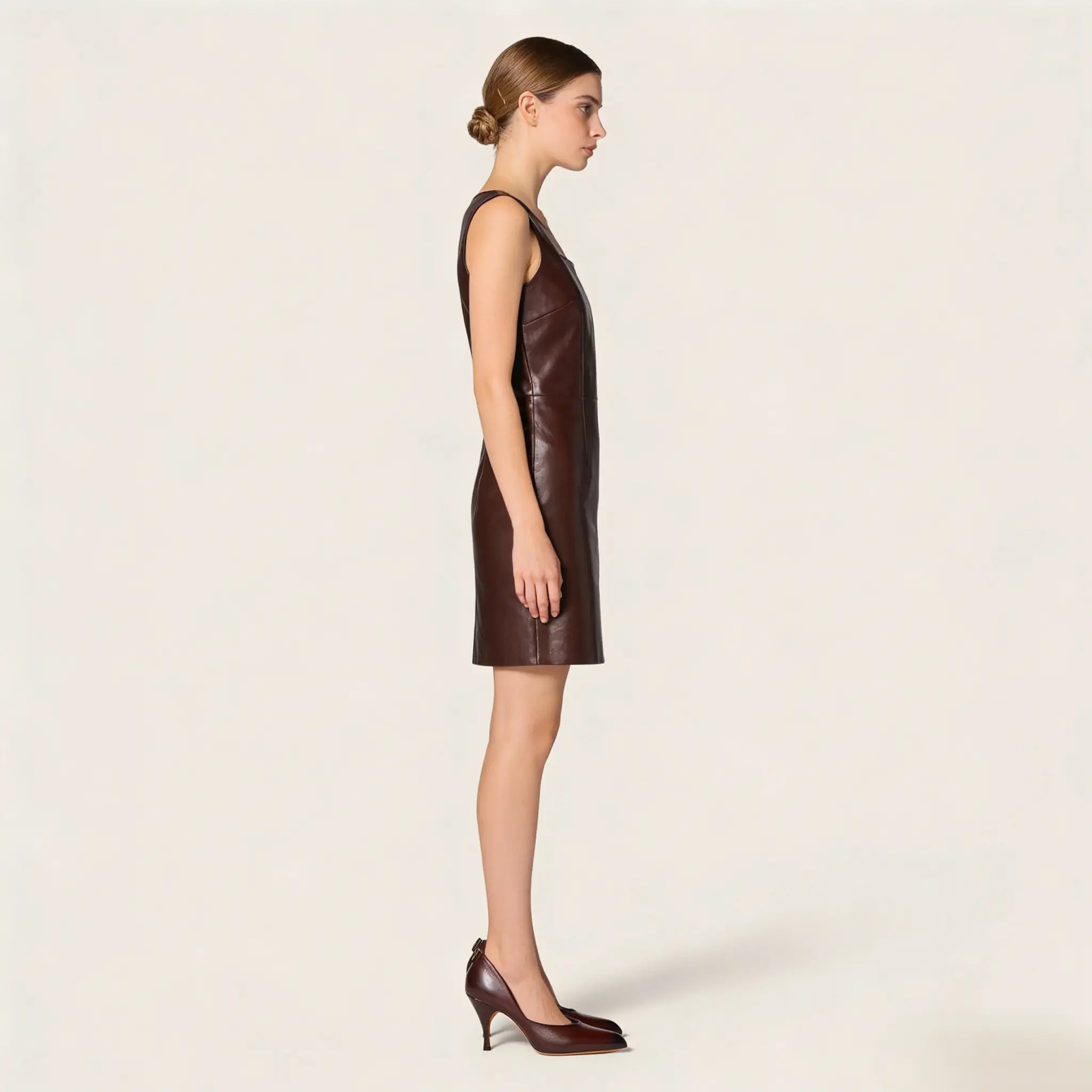 Dark Brown Leather Pointed Toe Pumps Gilded Cadence