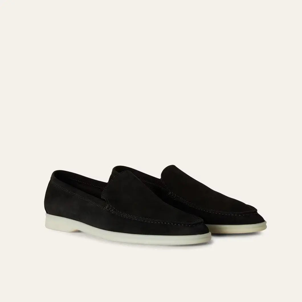 Women's Black Suede Summer Loafers Gilded Cadence