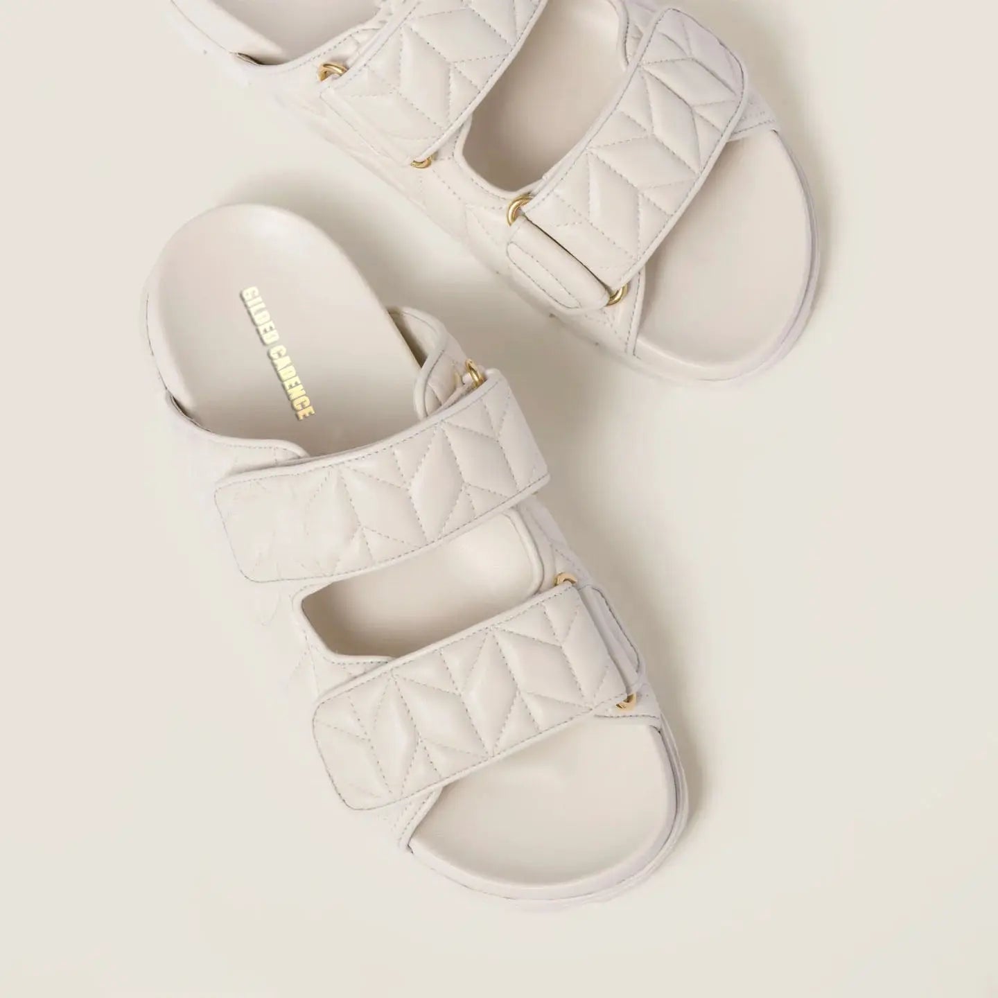 Women's White Quilted Sporty Sandals Gilded Cadence