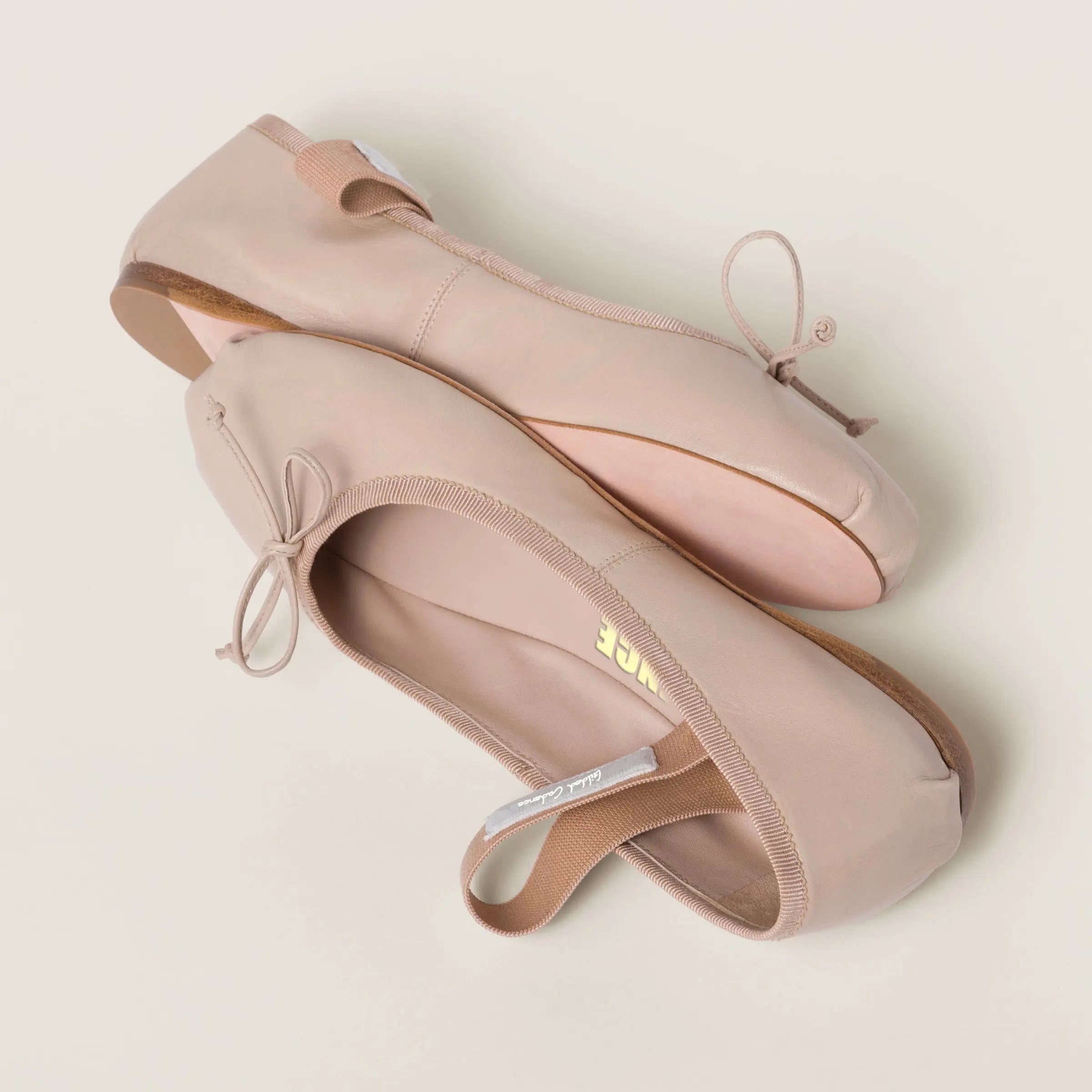 Beige Goatskin Leather Ballet Flats Gilded Cadence