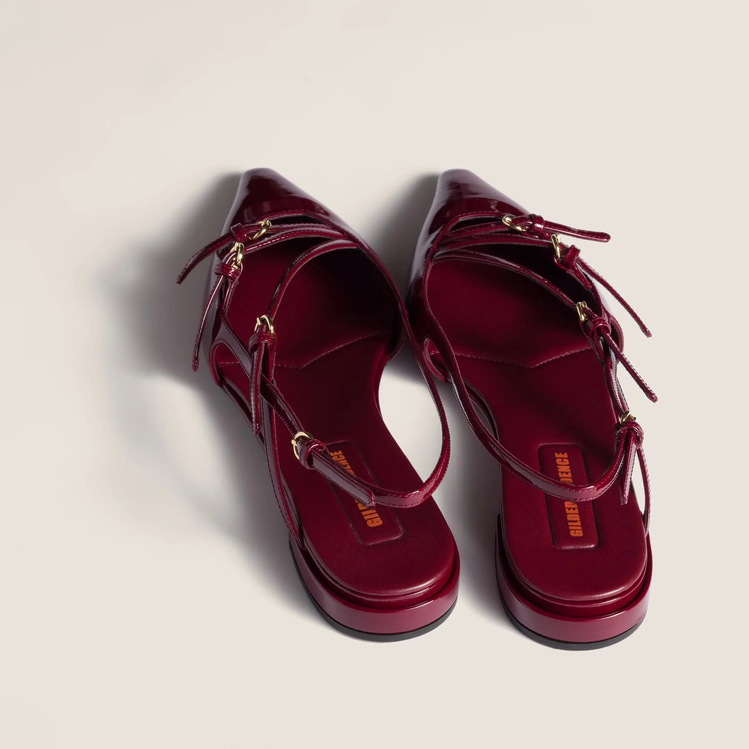 Patent leather slingback ballerinas with buckles Gilded Cadence