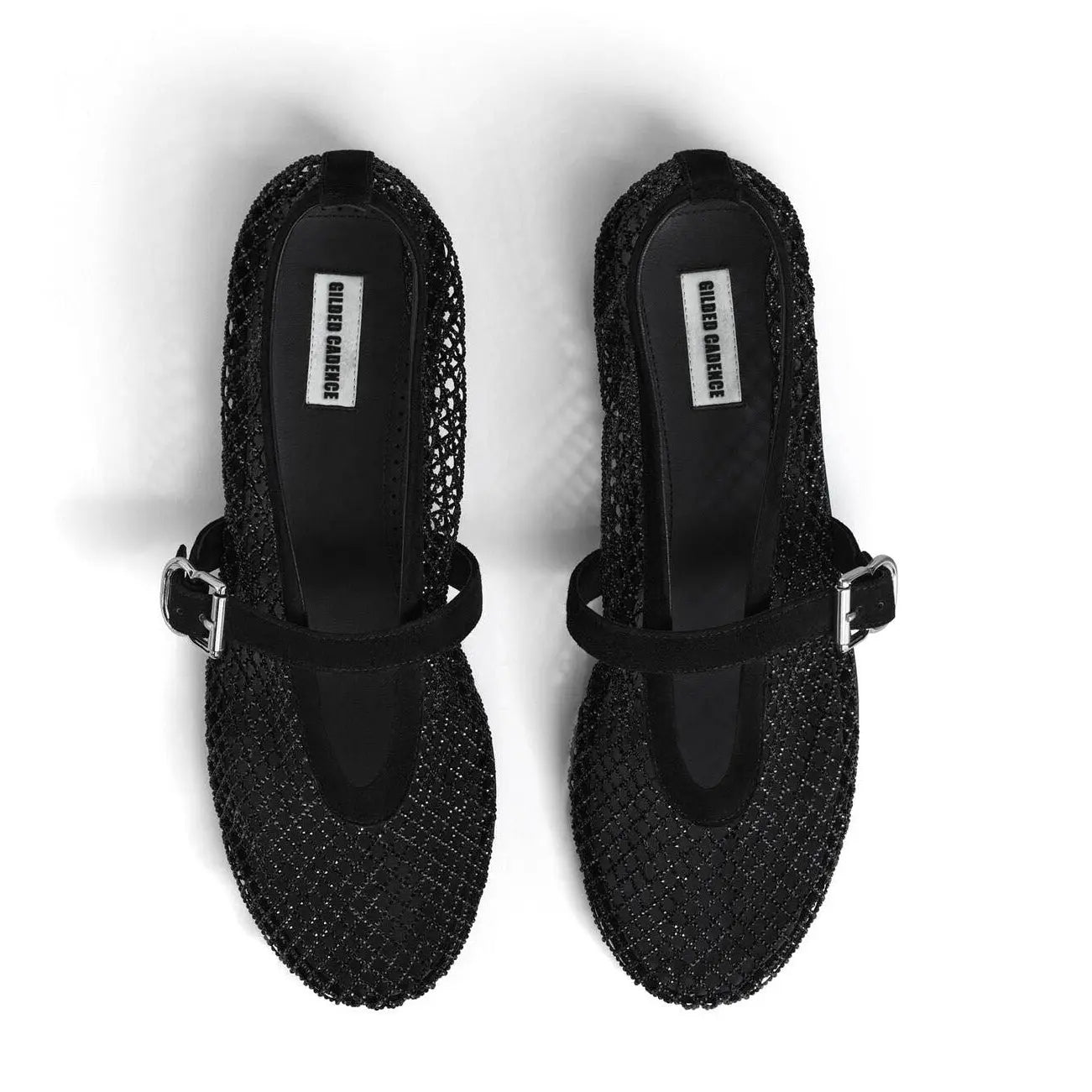 Women's Strass Fishnet Ballet Flats Gilded Cadence